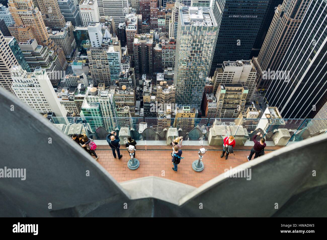 United States, New York, New York City, Manhattan view from atop the 30 Rock viewning Platform Stock Photo