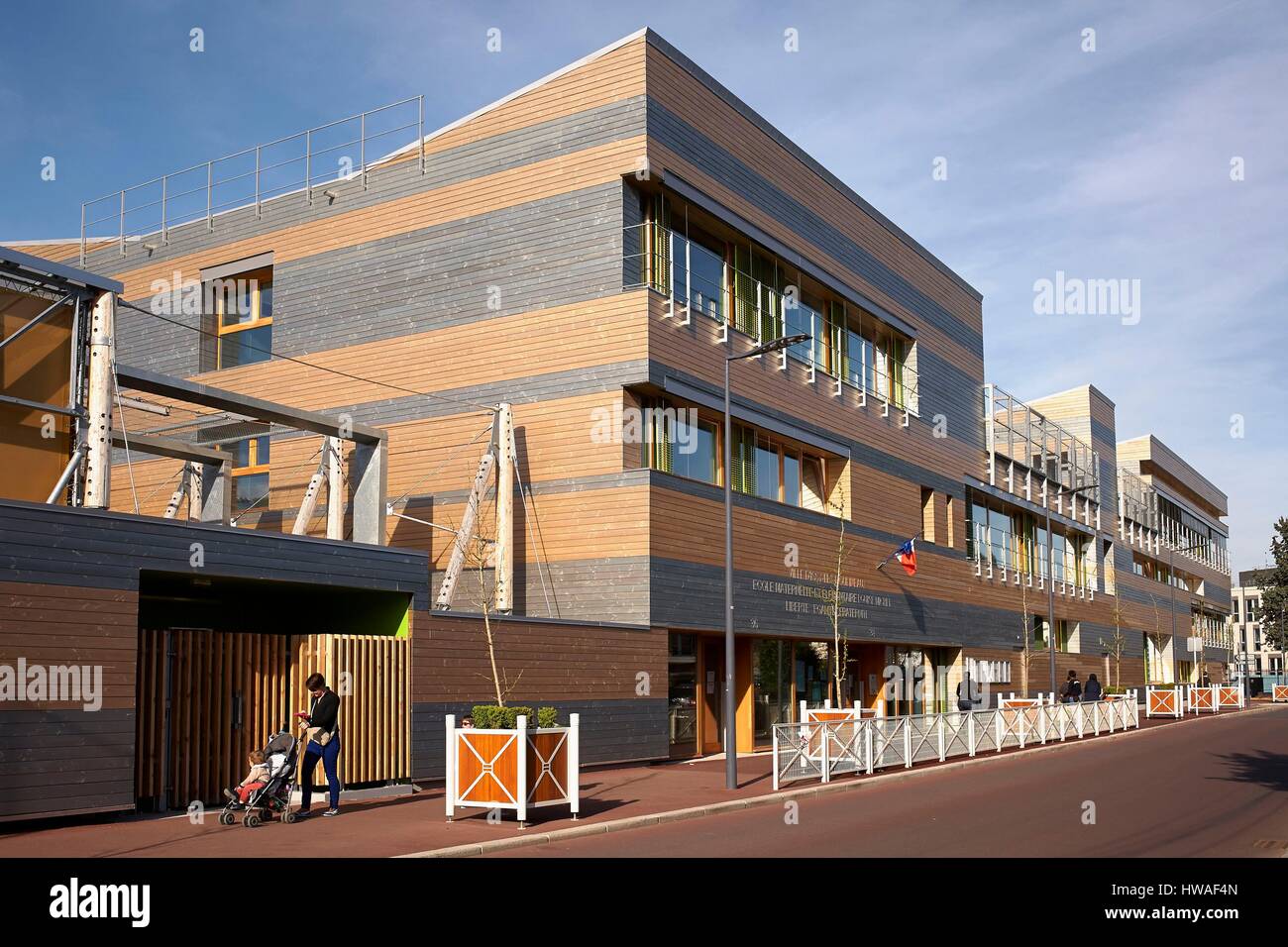 France, Hauts de Seine, Issy les Moulineaux, Eco district of Fort Issy, Kindergarten and France, Hauts de Seine, Issy les Moulineaux, Eco district of Fort Issy, Kindergarten and