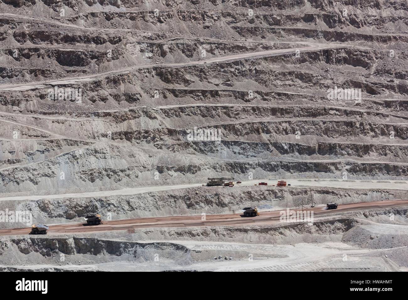 Chile, Calama-area, Chuquicamata, Chuquicamata Mine, world's deppest copper mine, elevated view Stock Photo