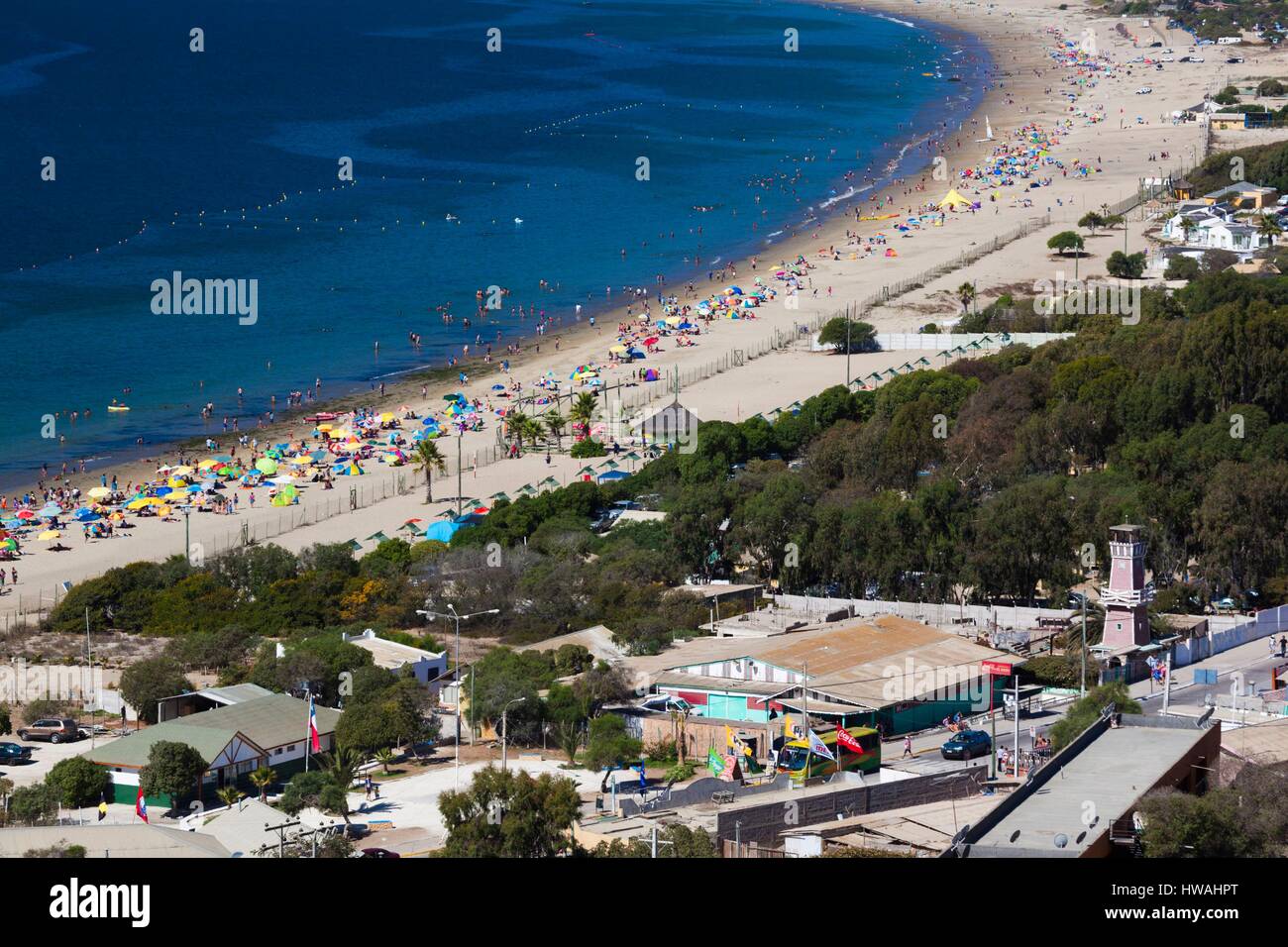 Chile, Guanaqueros, elevated beach view Stock Photo