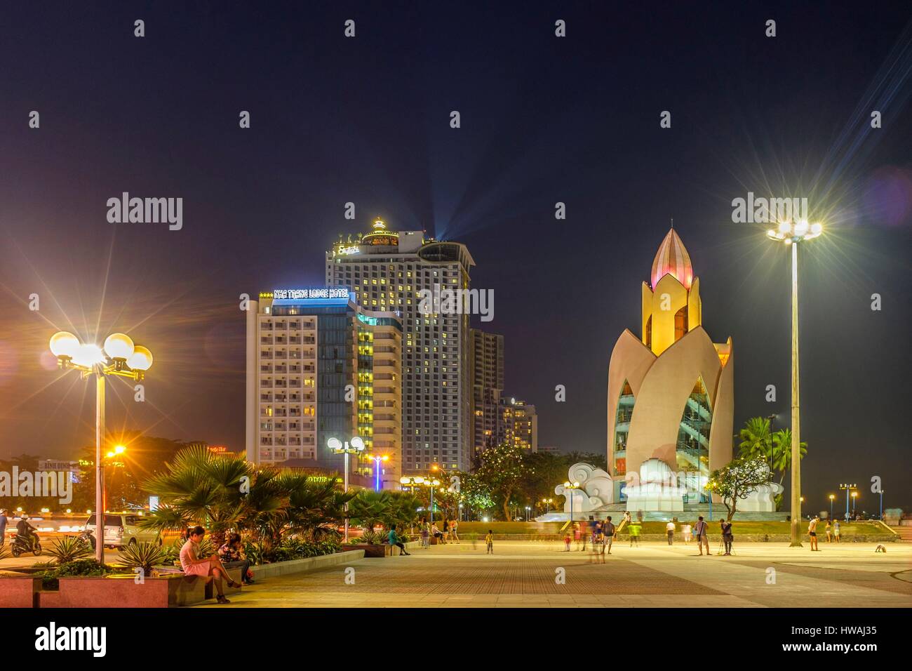 Vietnam, South Central Coast region, Khanh Hoa province, Nha Trang, seaside and Tram Huong Tower Stock Photo