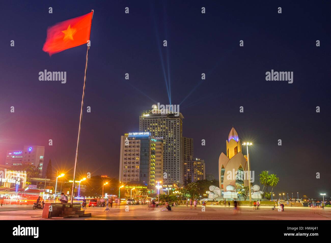 Vietnam, South Central Coast region, Khanh Hoa province, Nha Trang, seaside and Tram Huong Tower Stock Photo