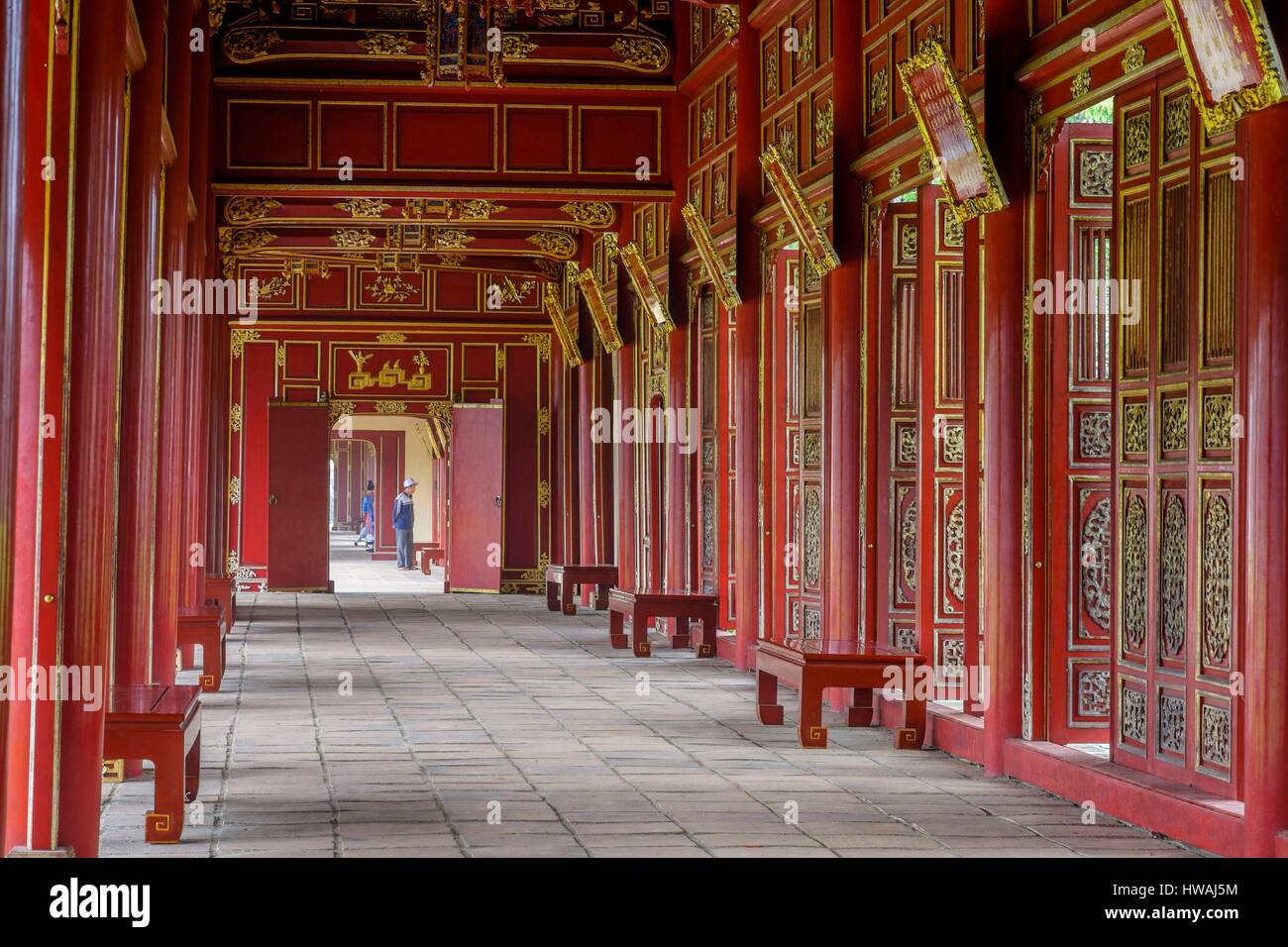 Vietnam, North Central Coast region, Thua Thien-Hue province, Hue, the Imperial City, listed as World Heritage site by UNESCO, eastern corridor Stock Photo