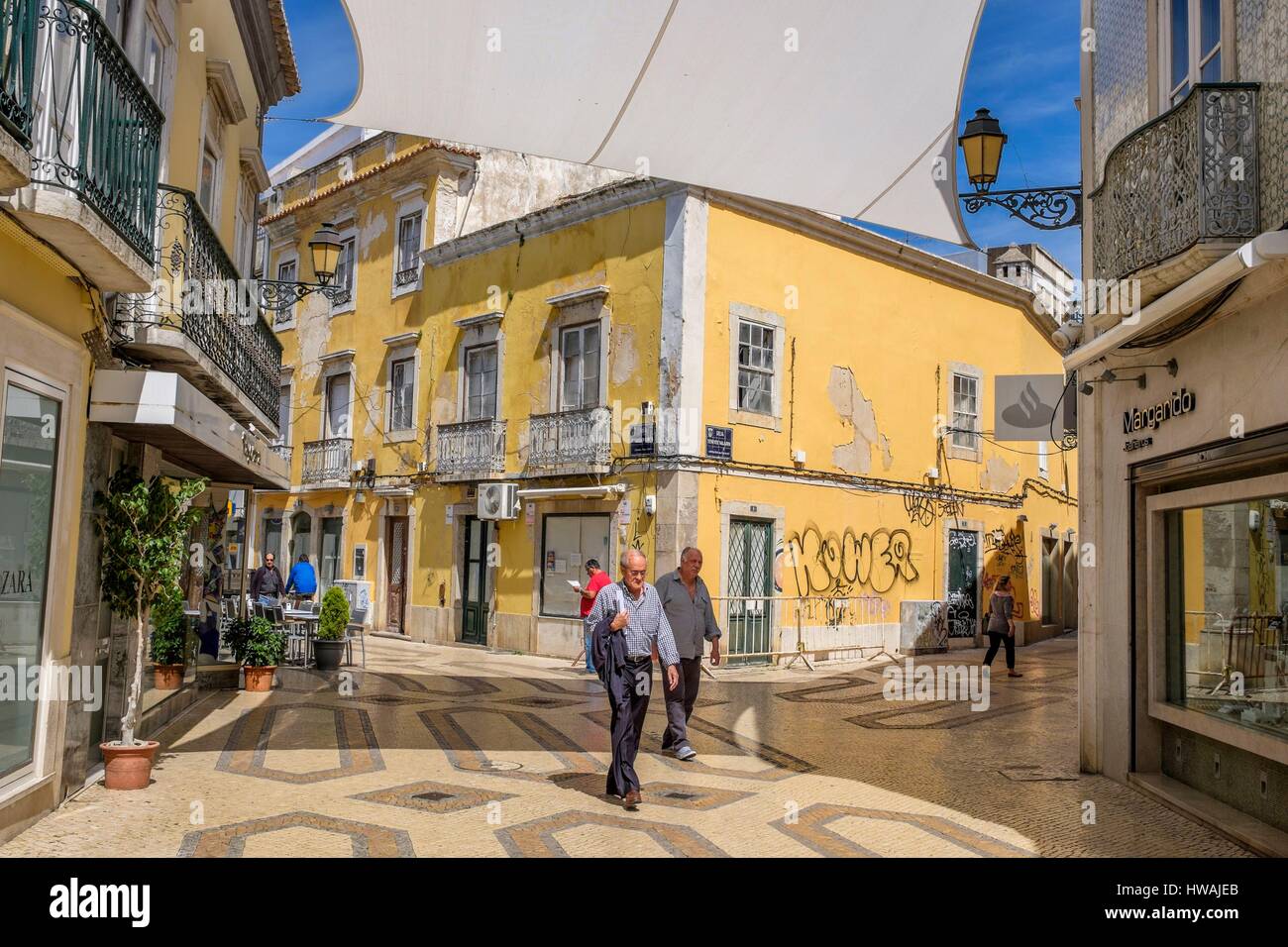 Portugal, Algarve region, Faro, old town, pedestrian shopping street Stock  Photo - Alamy