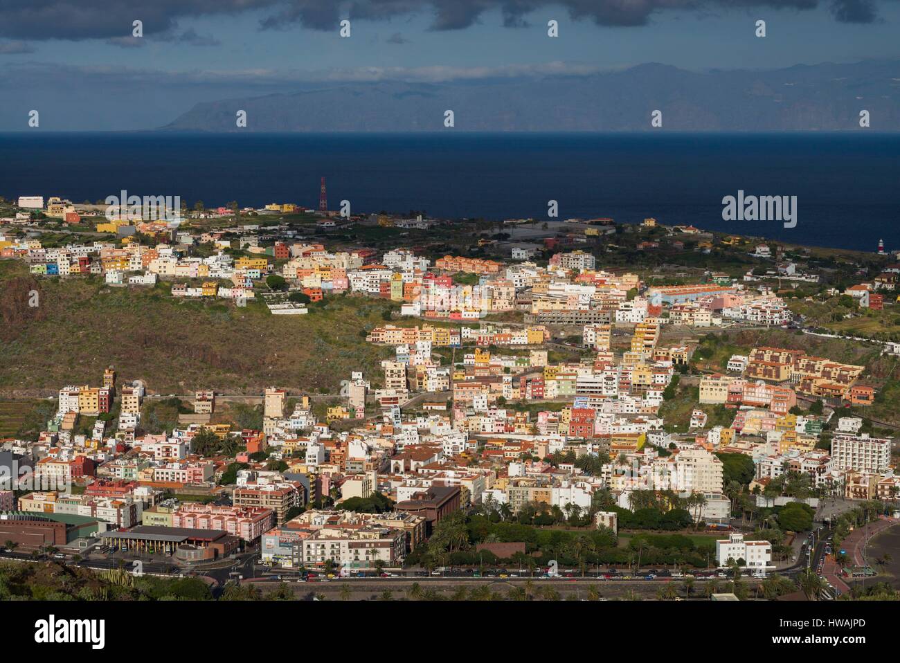 Spain, Canary Islands, La Gomera, San Sebastian de la Gomera, elevated town view Stock Photo