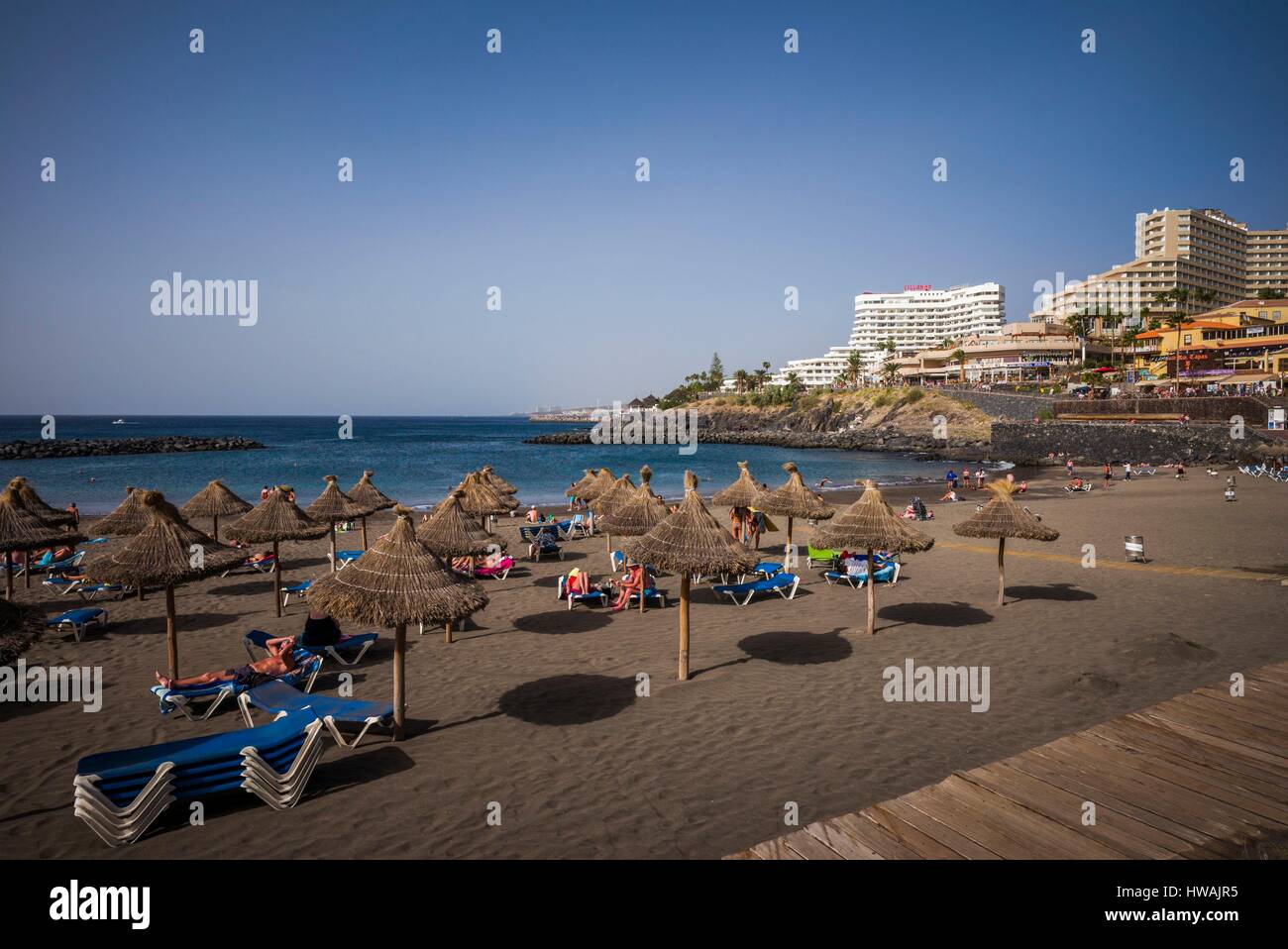 Spain, Canary Islands, Tenerife, Playa de Las Americas, Playa de Troya beach Stock Photo