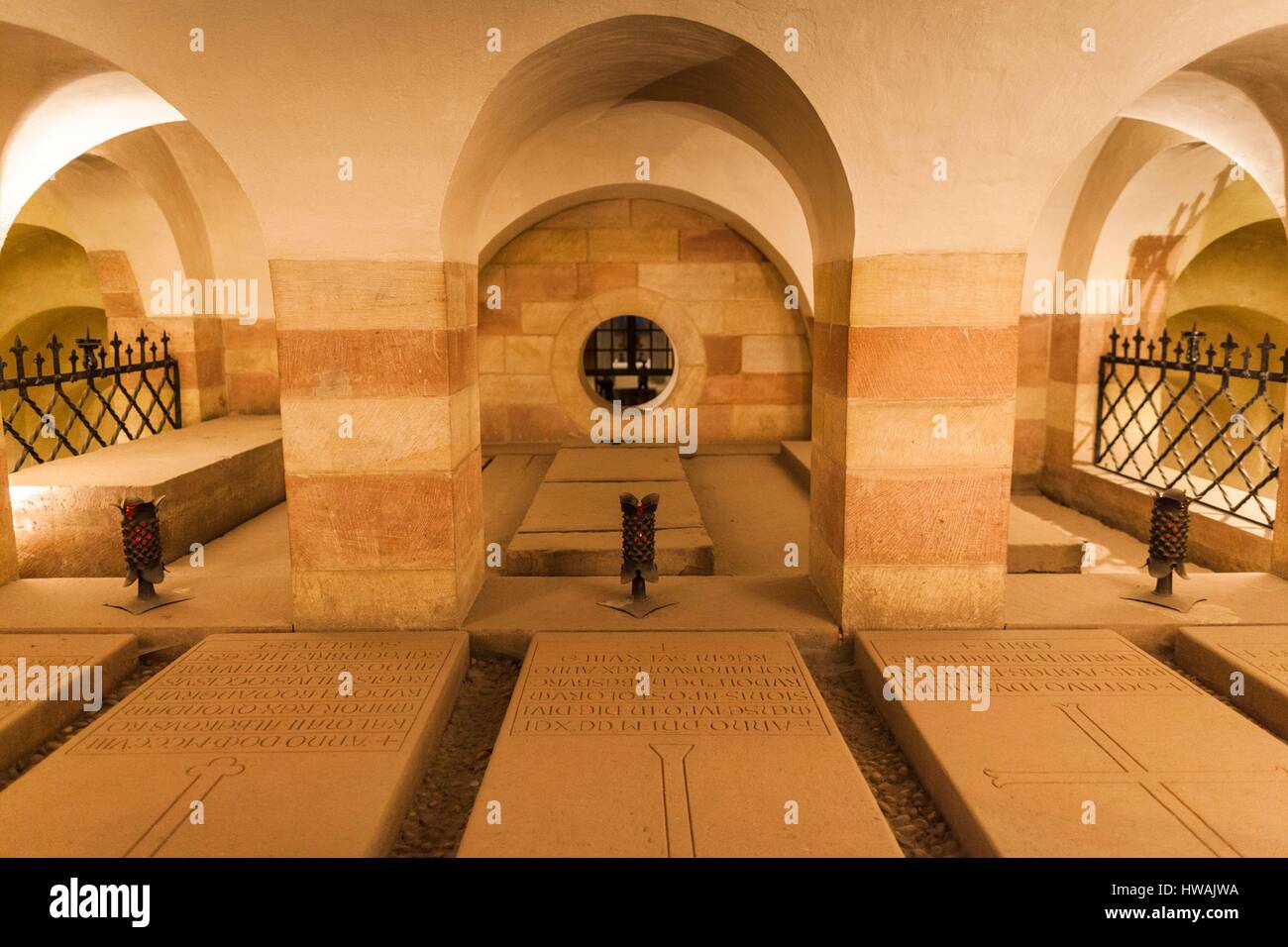 Germany, Rheinland-Pfalz, Speyer, Dom cathedral, crypt interior Stock Photo