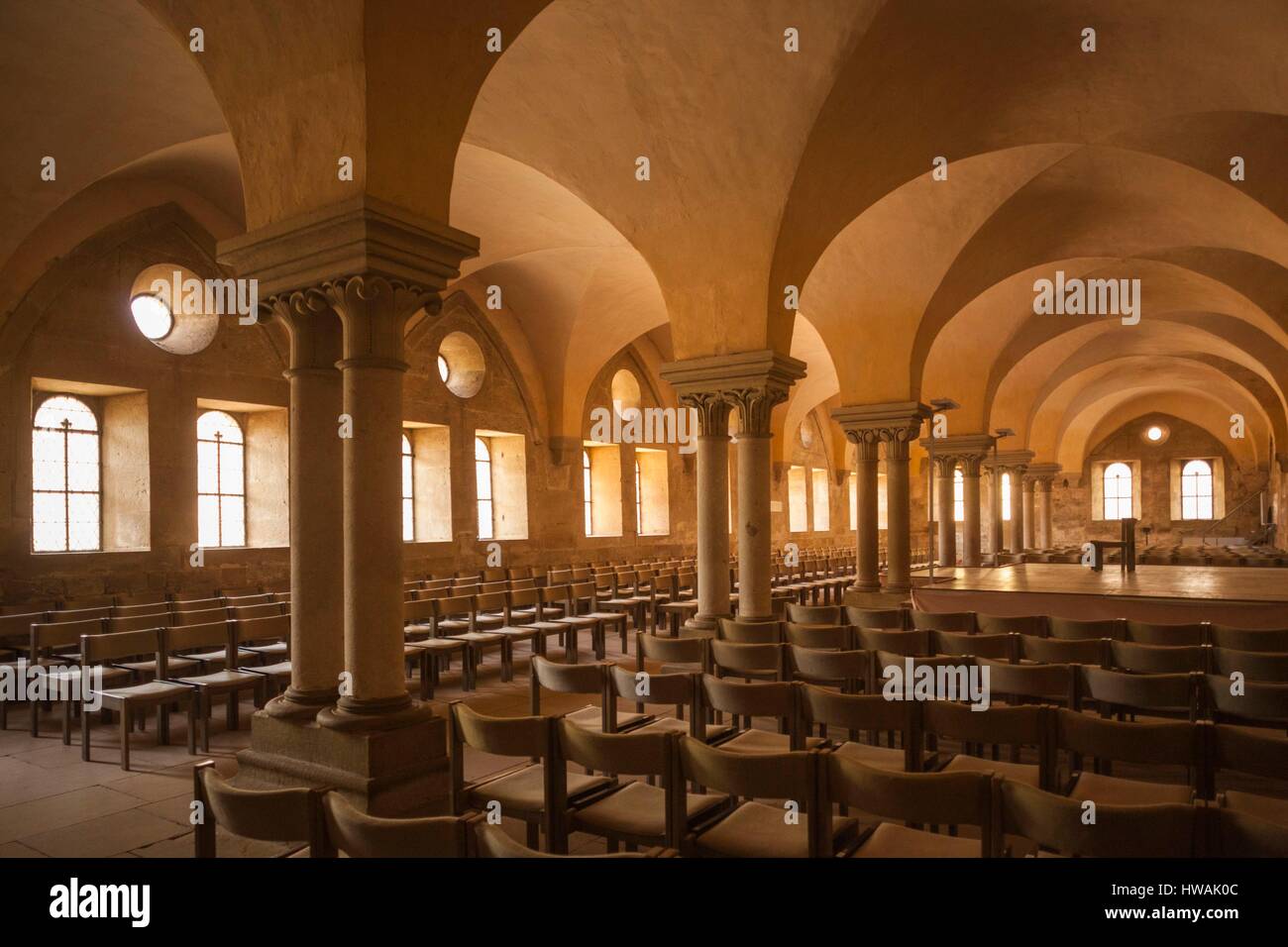 Germany, Baden-Wurttemburg, Maulbronn, Kloster Maulbronn Abbey, interior of the abbey dining hall Stock Photo