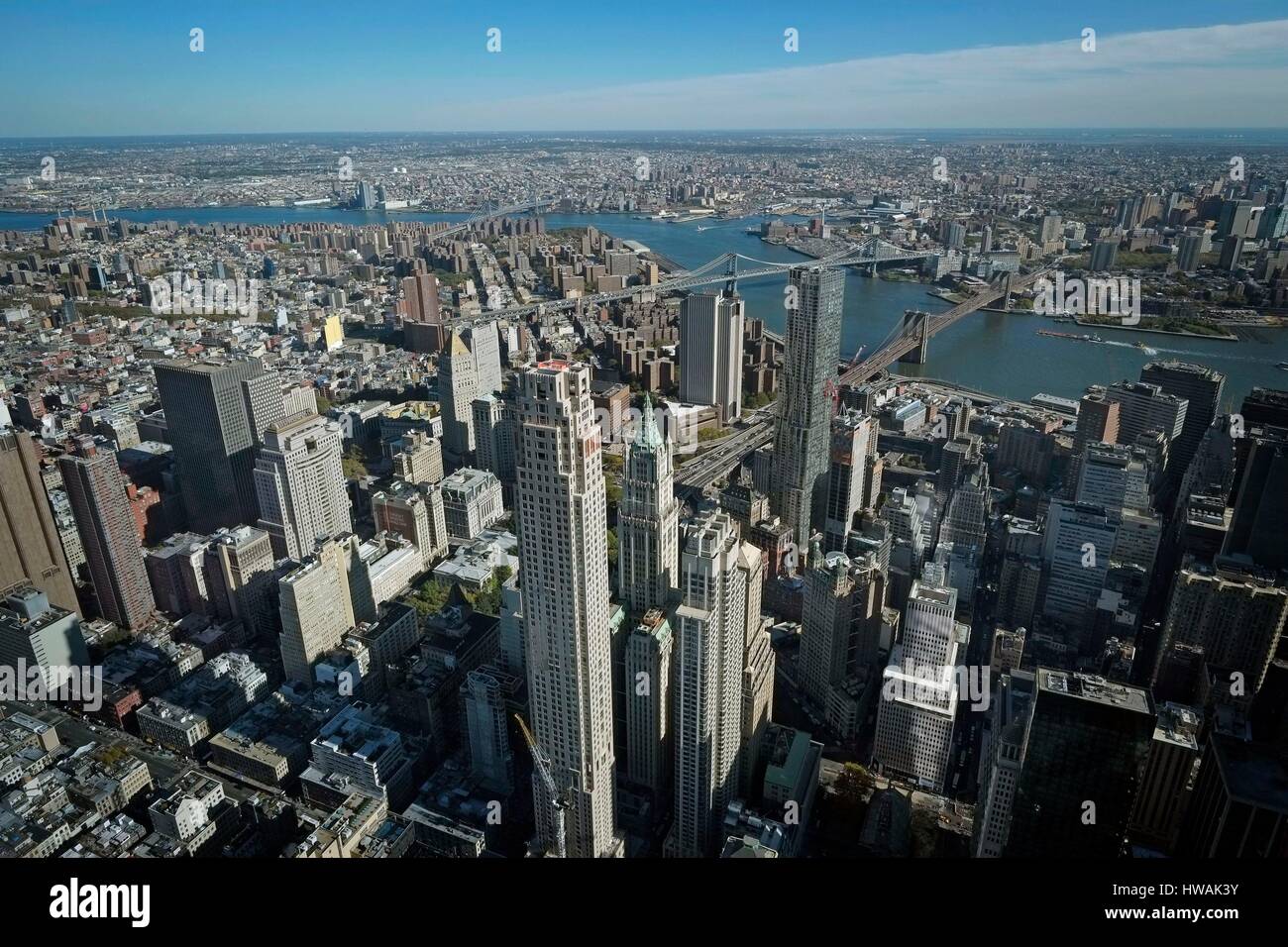 United States, New York, Manhattan, general view of New York from the One World Trade Center or 1 WTC 1 or WTC Stock Photo
