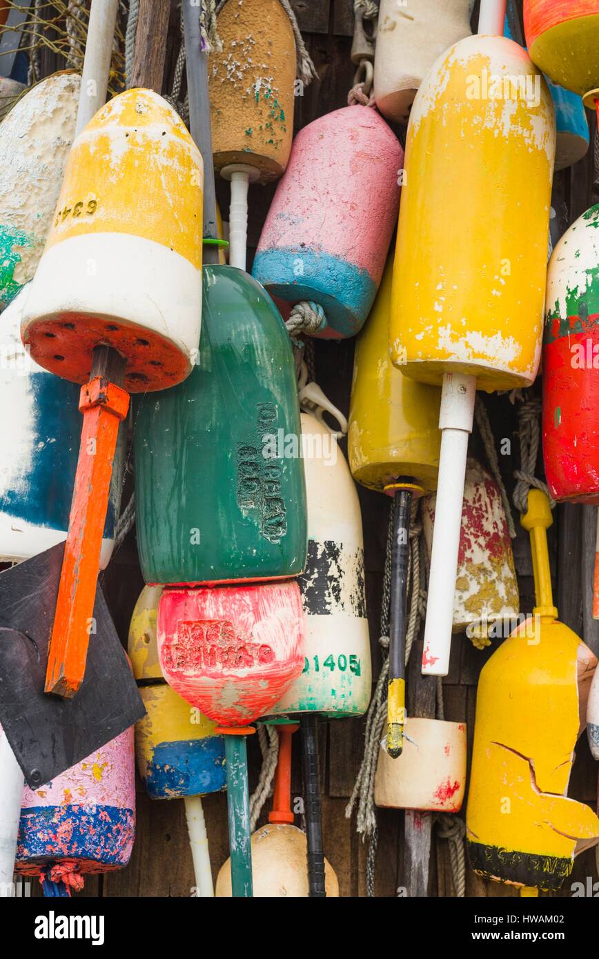 United States, Maine, Cape Neddick, lobster buoys Stock Photo Alamy