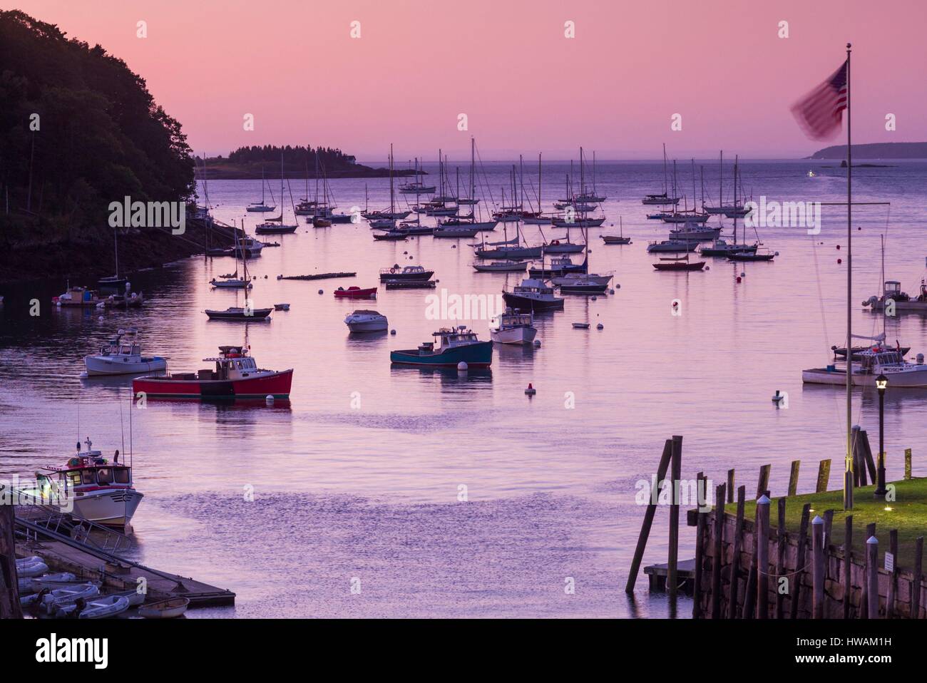 United States, Maine, Rockport, Rockport Harbor, dawn Stock Photo Alamy