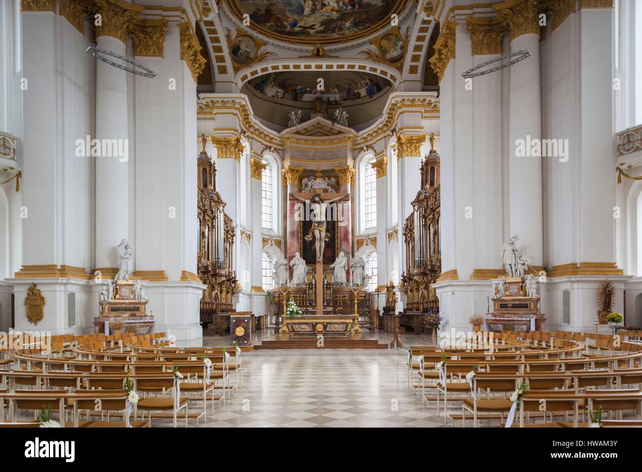 Germany, Baden-Wurttemburg, Wiblingen, Kloster Wiblingen Abbey, 18th century monastery, church interior Stock Photo
