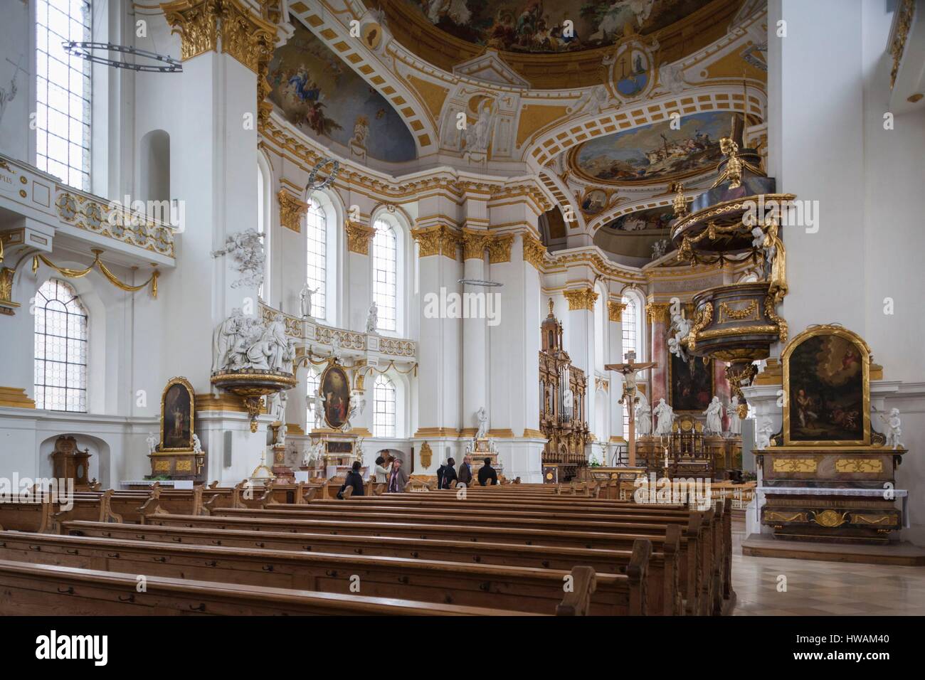Germany, Baden-Wurttemburg, Wiblingen, Kloster Wiblingen Abbey, 18th century monastery, church interior Stock Photo