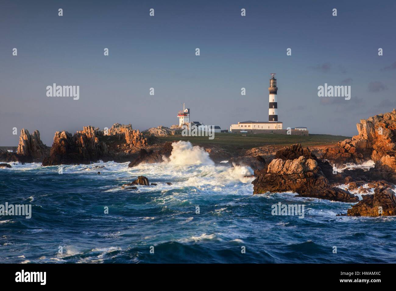 France, Finistere, Ushant, Pointe Creac'h, Biosphere Reserve, Regional Natural Park of Brittany, Ile du Ponant, advanced Creac'h, classified as Histor Stock Photo