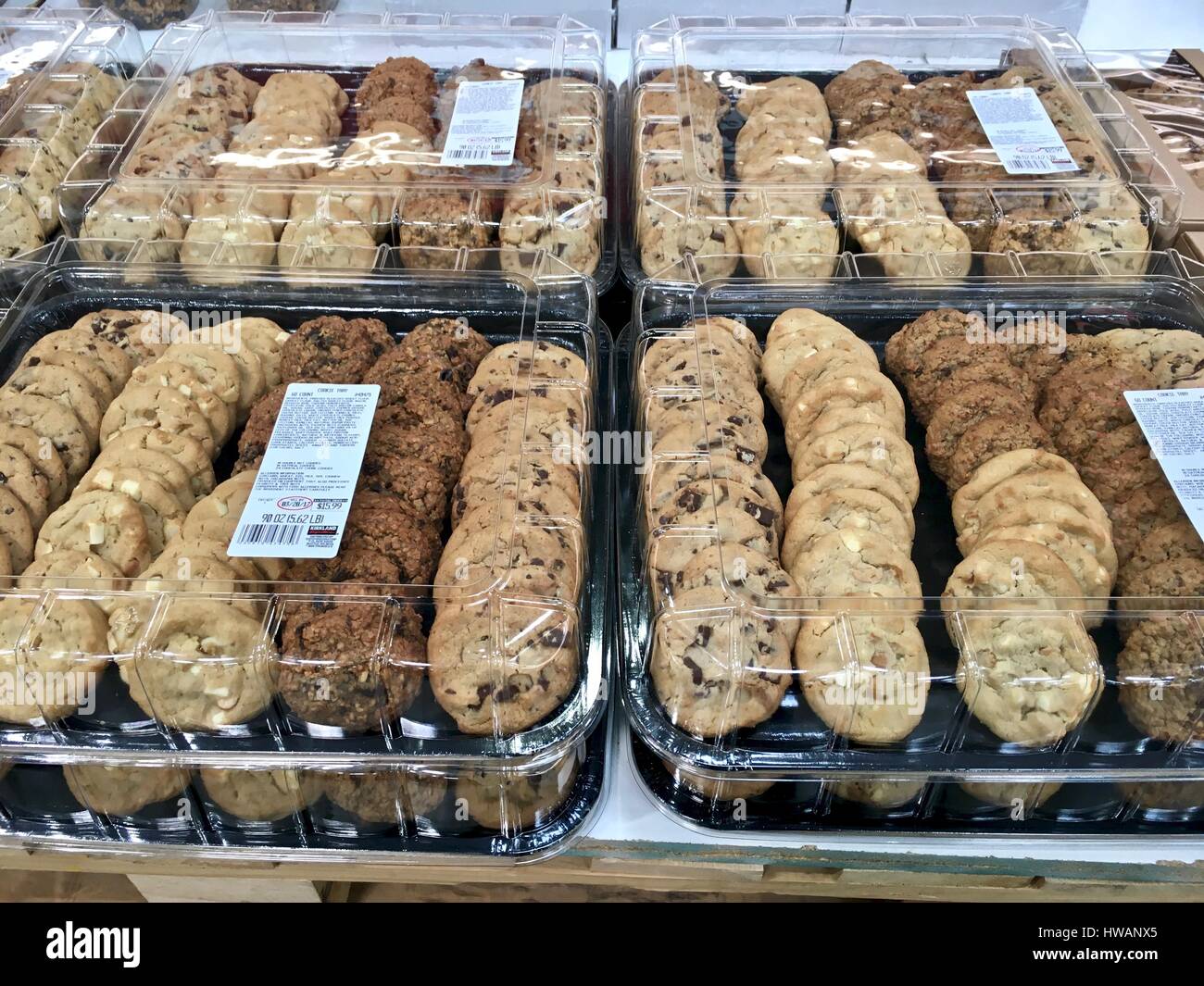 Fresh baked cookies at Costco Stock Photo