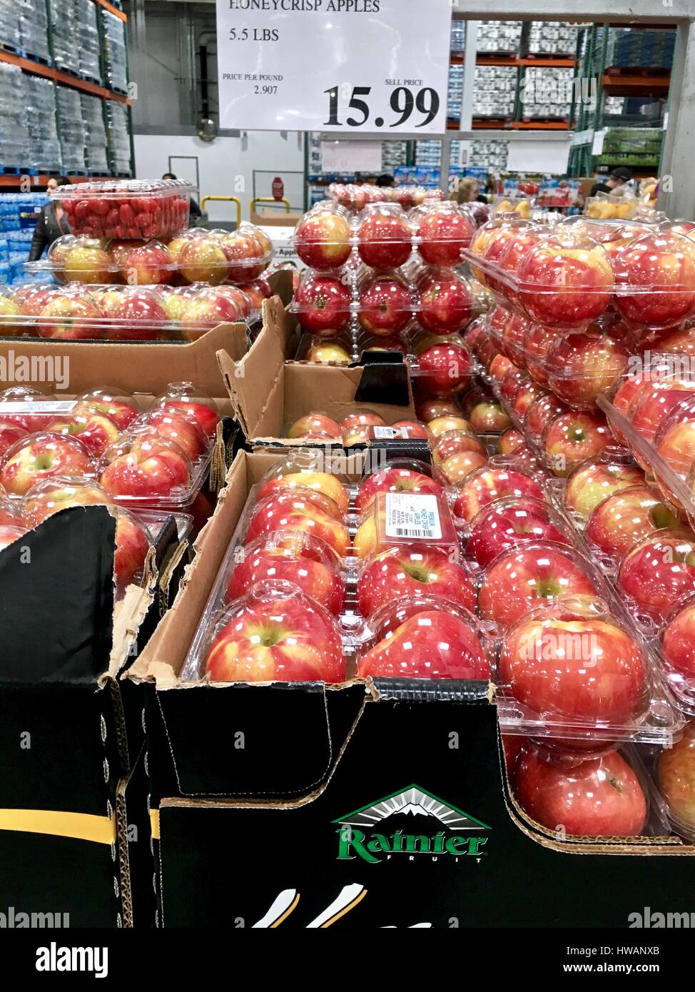 Packaged apples at Costco Stock Photo