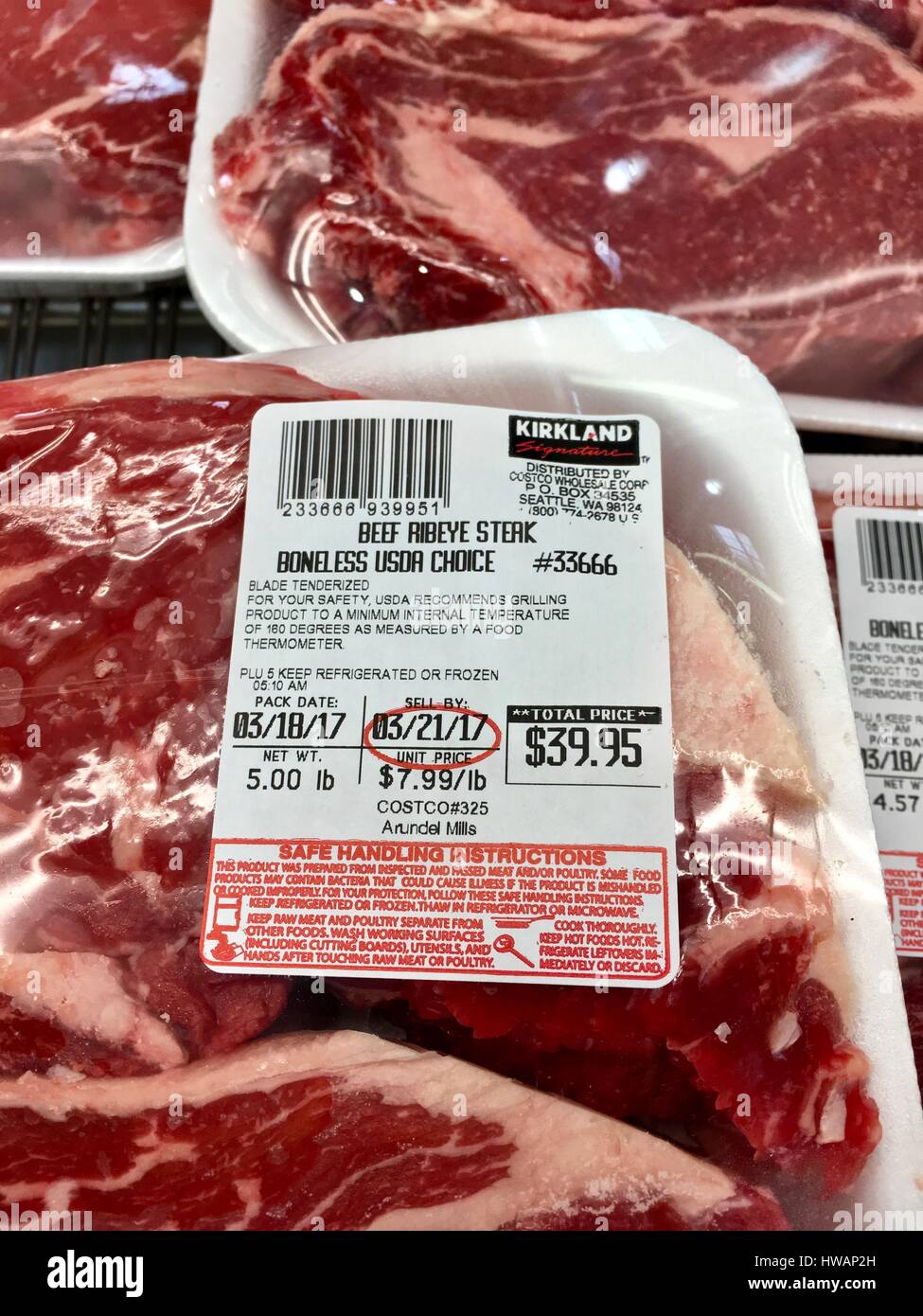 Costco fresh packed meat Stock Photo Alamy