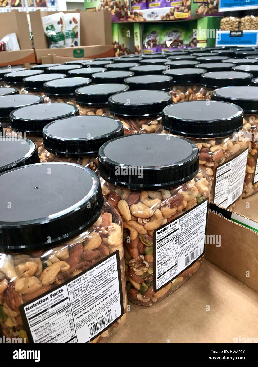 Mixed nuts in bulk at Costco Stock Photo