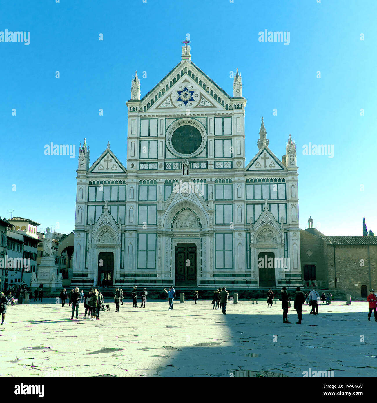 Firenze Santa Croce - Basilica Santa Croce Church Facade - Piazza Santa Croce - Florence, Tuscany, Italy, Europe Stock Photo
