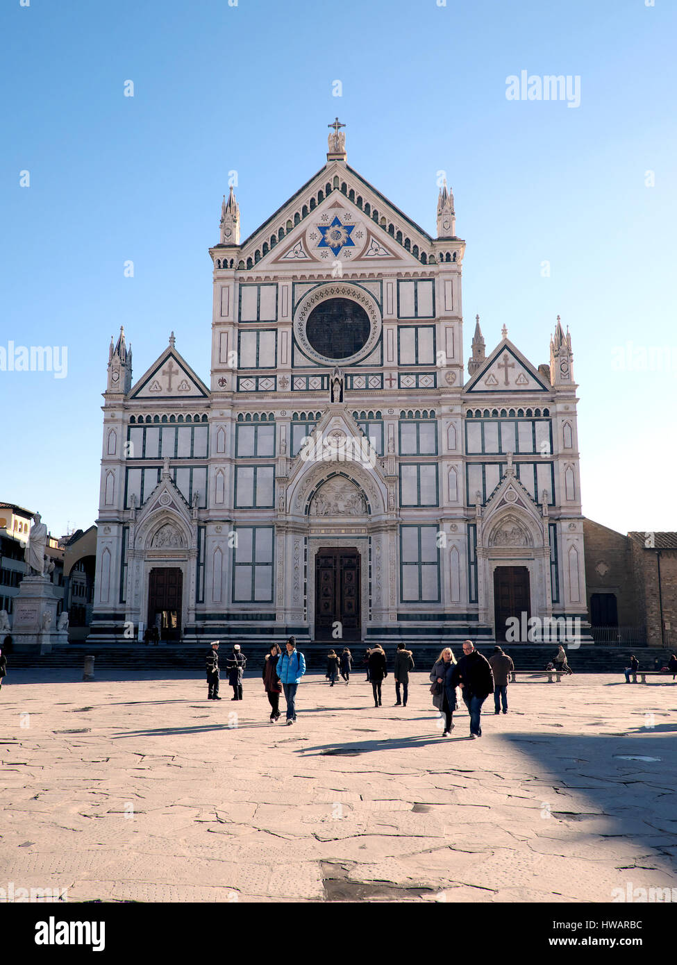 Firenze Santa Croce - Basilica Santa Croce Church Facade - Piazza Santa Croce - Florence, Tuscany, Italy, Europe Stock Photo
