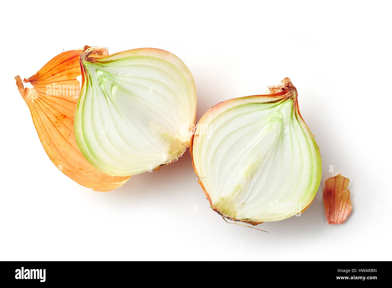 fresh raw onions isolated on white background, top view Stock Photo - Alamy