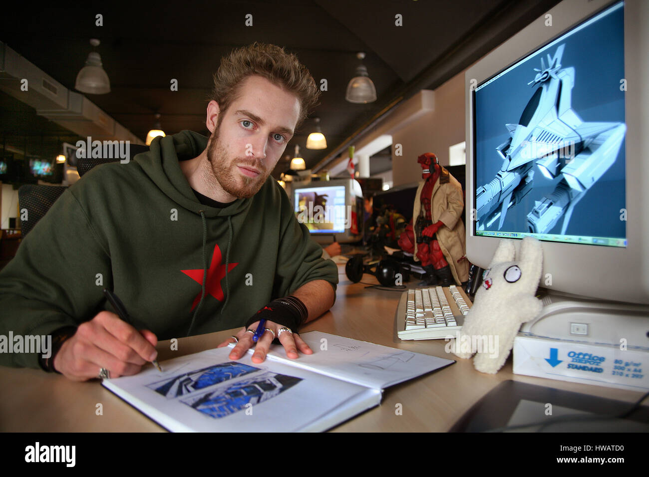 computer game designer at work Stock Photo