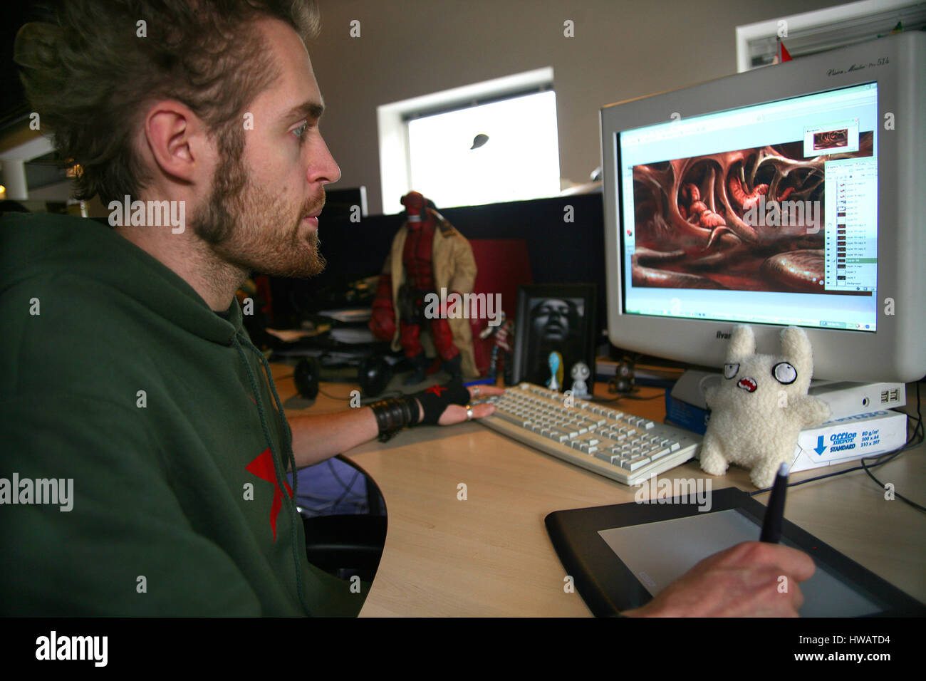 computer game designer at work Stock Photo