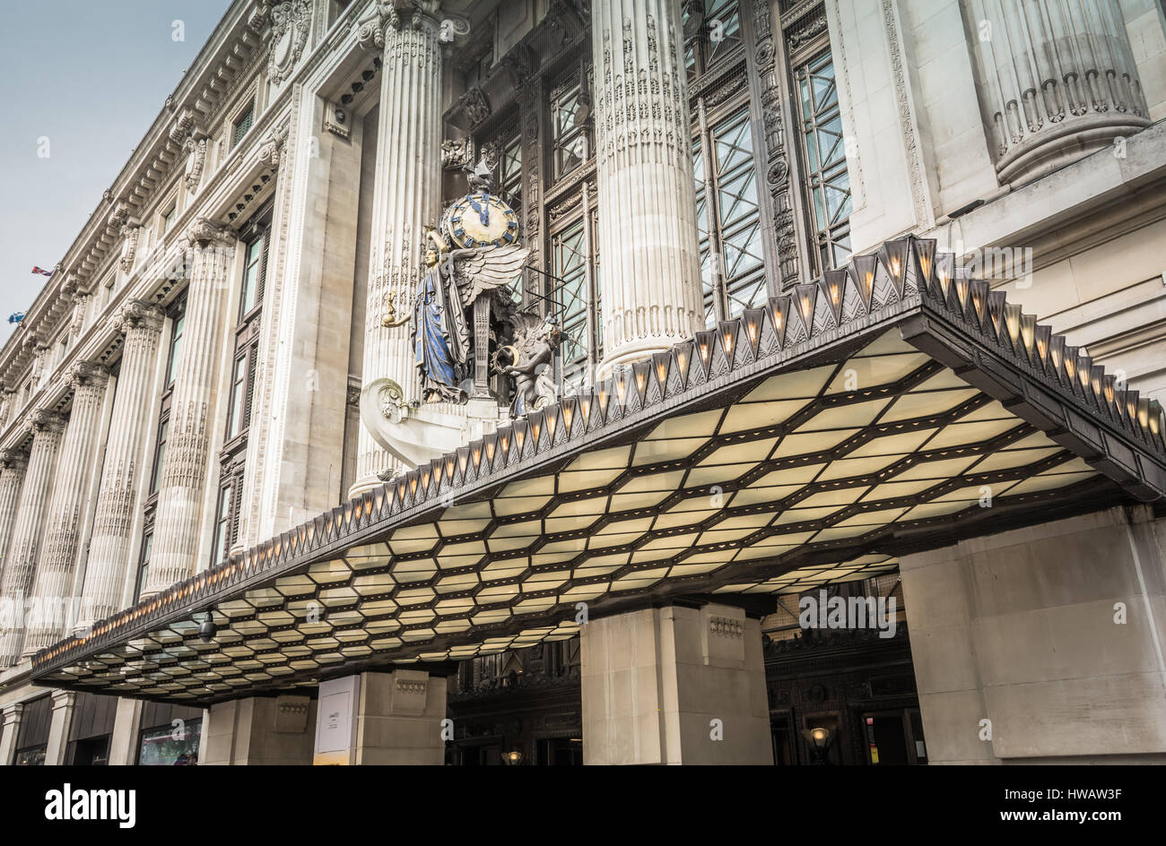 Exterior of Selfridges Department Store on Oxford Street, London, UK
