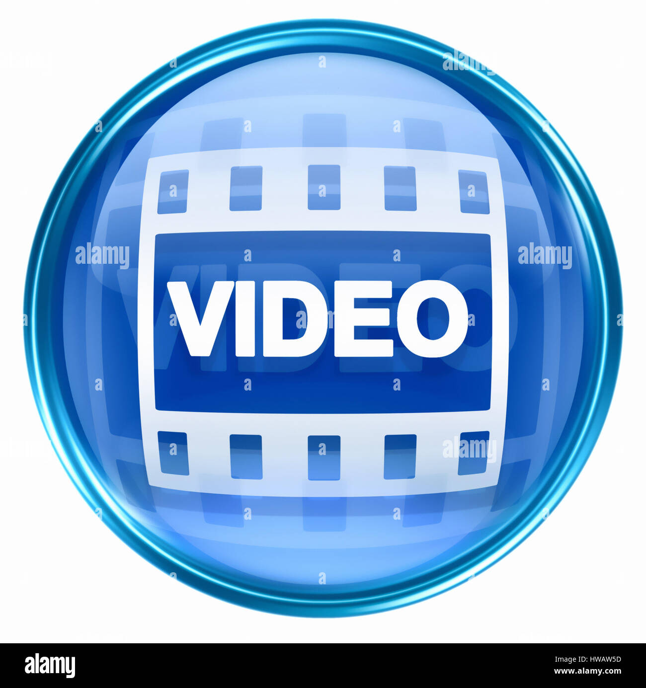 Film icon blue, isolated on white background Stock Photo - Alamy