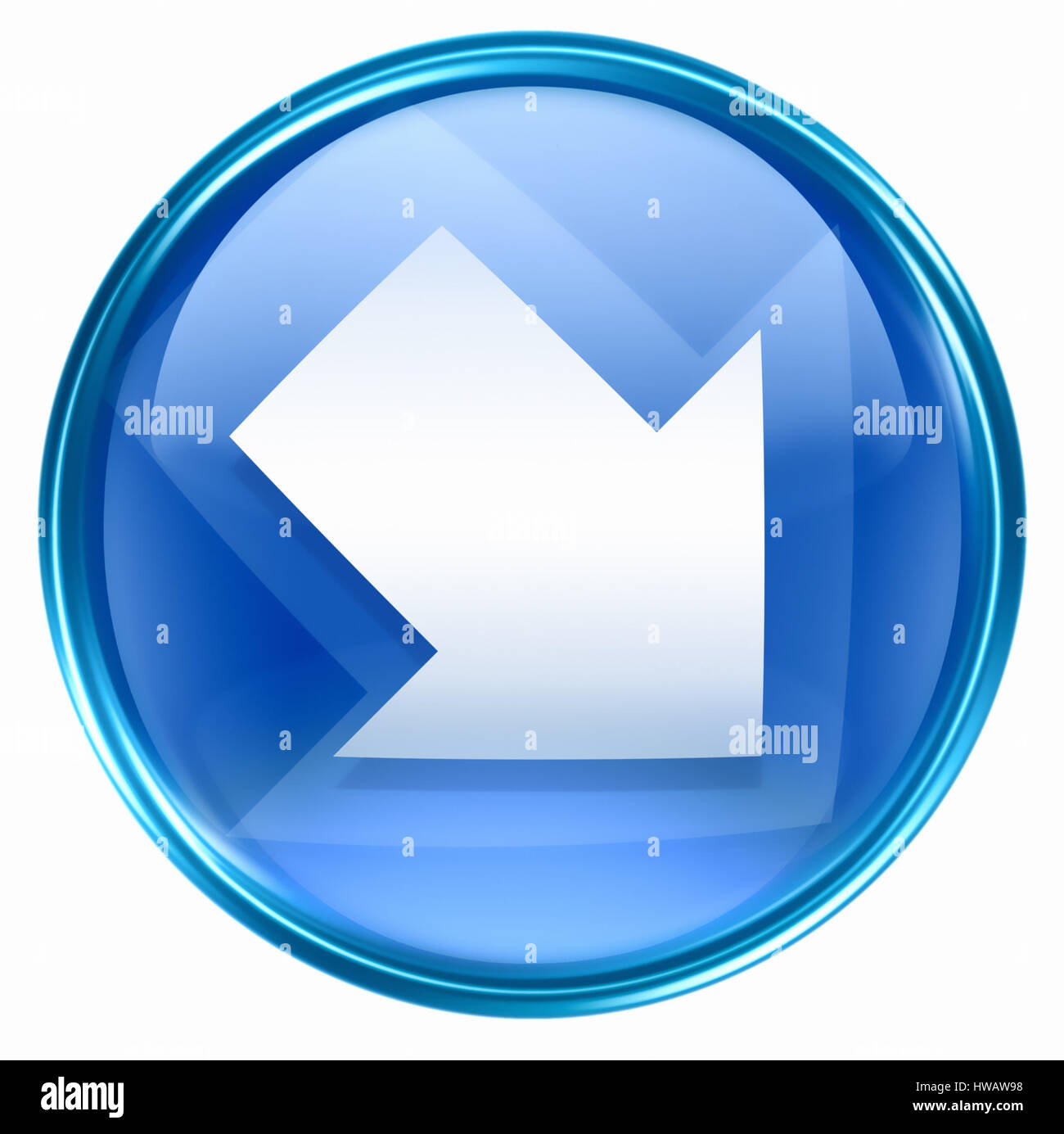 Arrow icon blue, isolated on white background Stock Photo - Alamy
