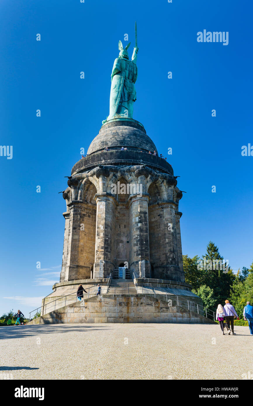 DETMOLD - OCTOBER 03: Back view of the famous Hermannsdenkmal  in the Teutoburger Wald near Detmold, Germany on October 3, 2015 Stock Photo