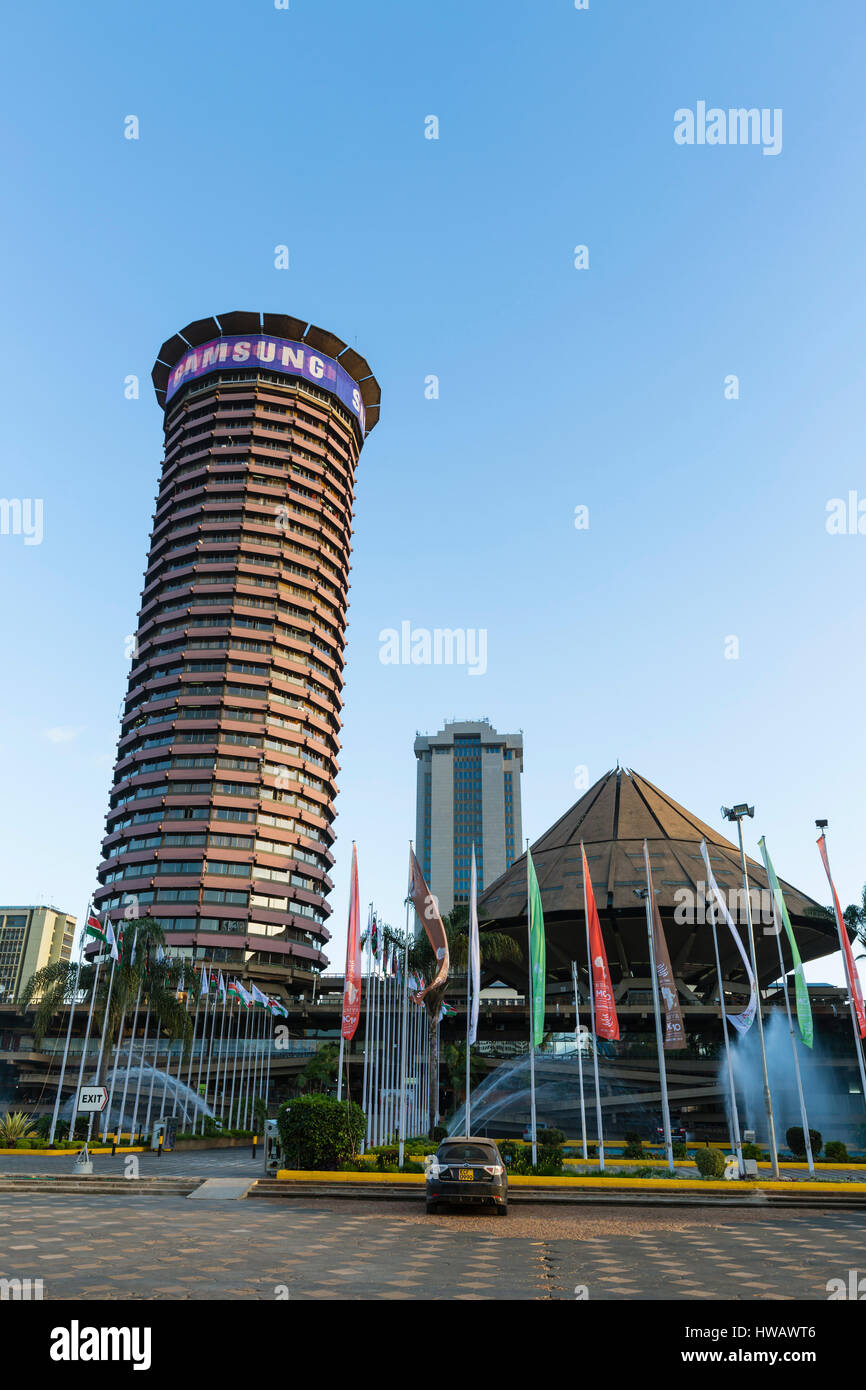Nairobi, Kenya - December 23: The Kenyatta International Conference Centre, one of the few modern skyscrapers in the business district of Nairobi, Ken Stock Photo