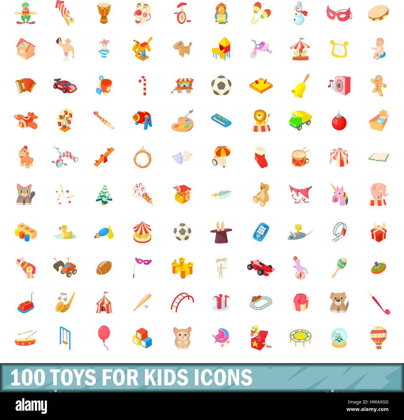 100 toys for kids icons set, cartoon style Stock Vector Image & Art - Alamy