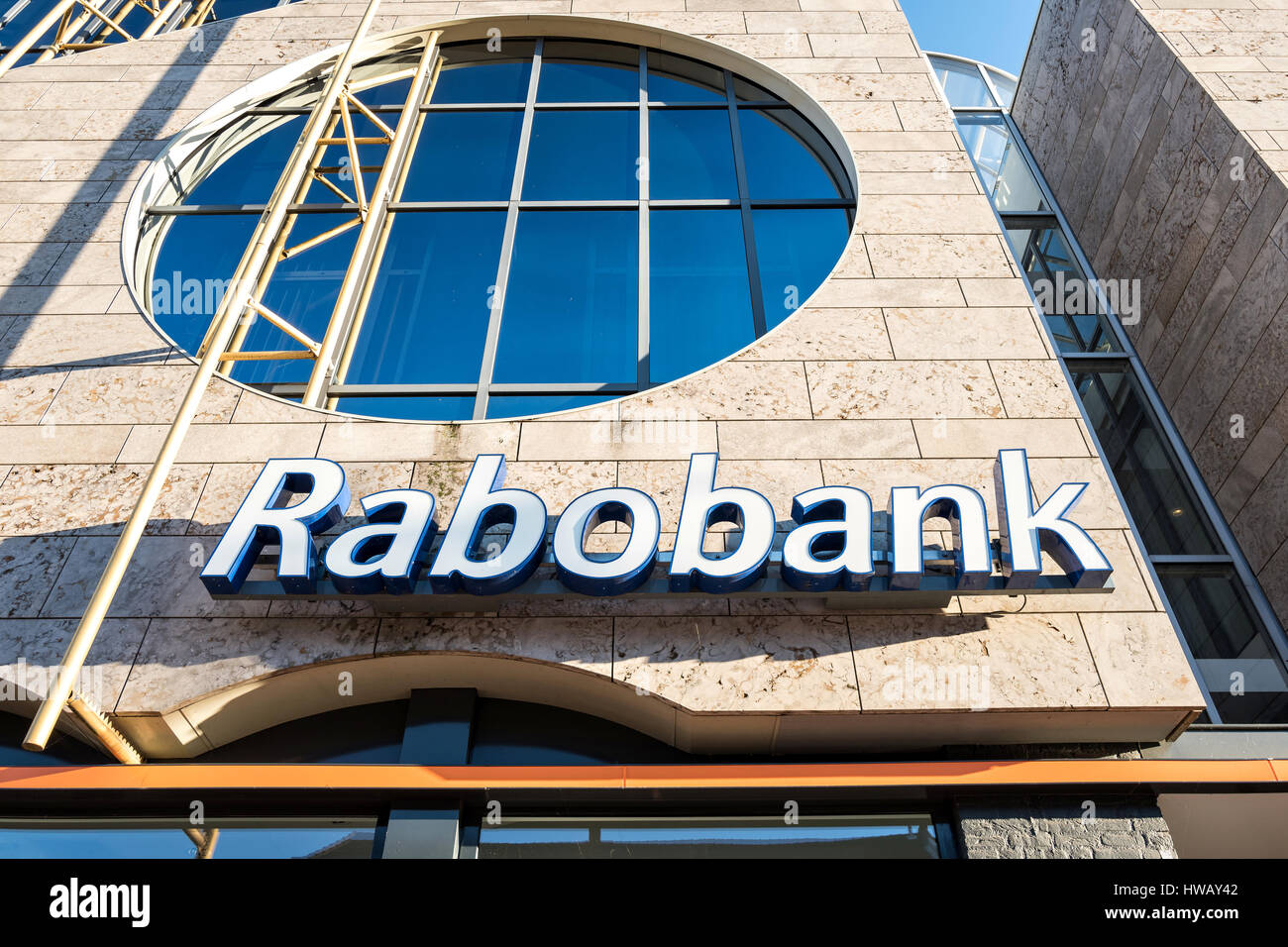 entrance of a Rabobank branch. Rabobank is the secondlargest bank in