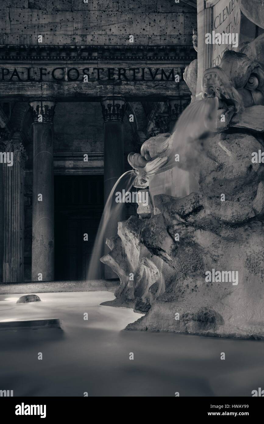 Pantheon at night with fountain. It is one of the bestpreserved