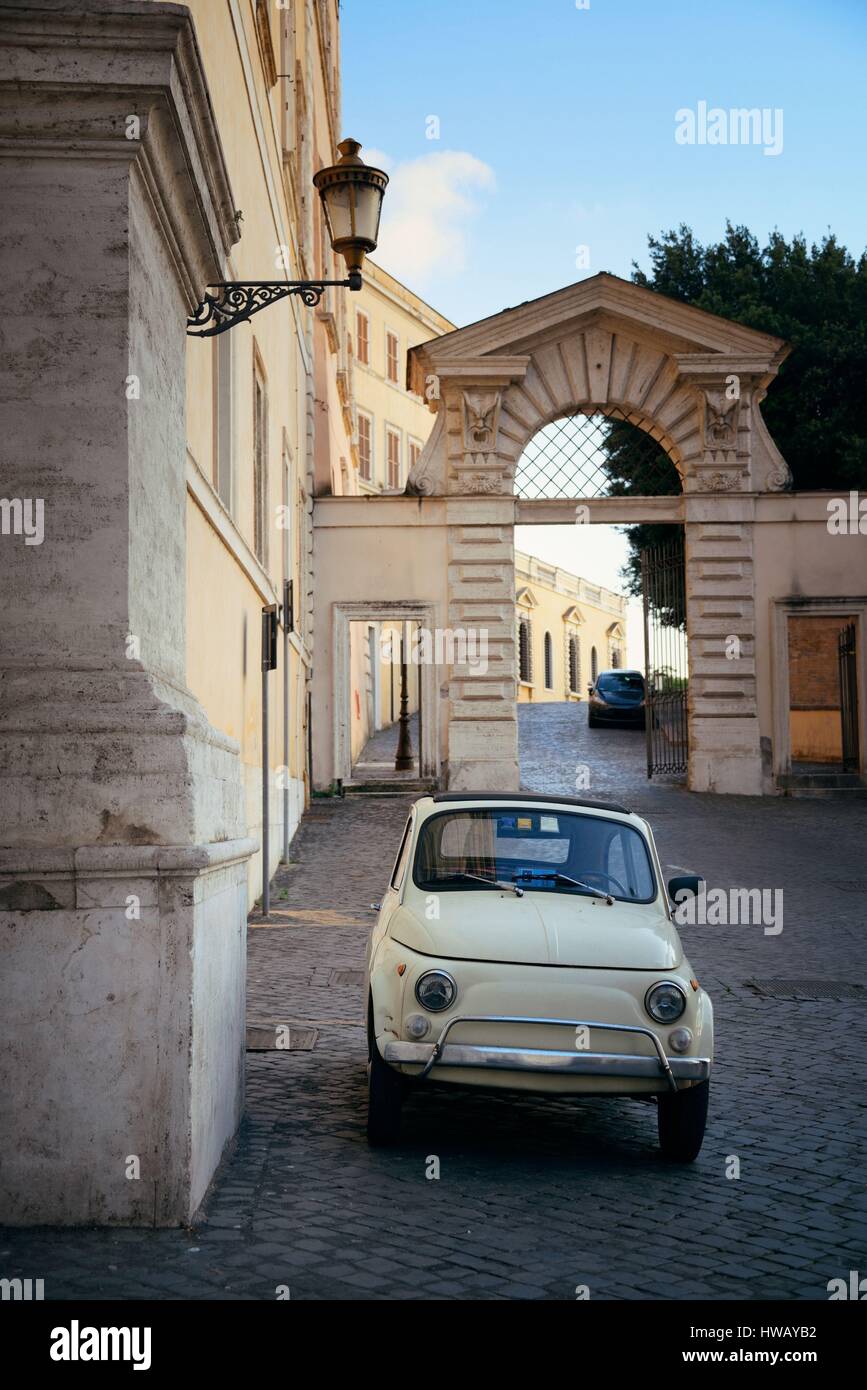 Street view with vintage car in Rome, Italy Stock Photo Alamy
