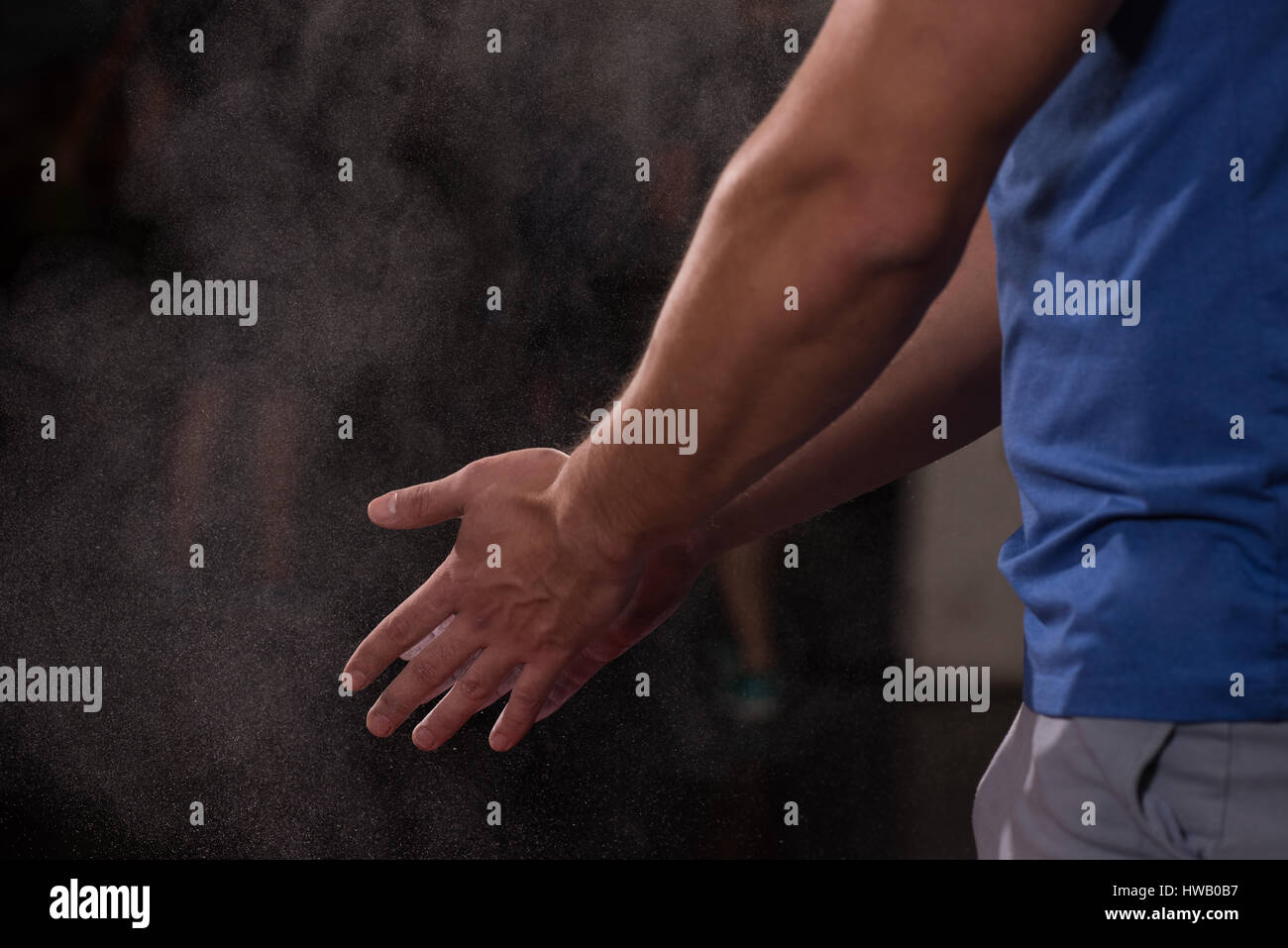 Gym Chalk Magnesium Carbonate hands clapping man for climbing workout