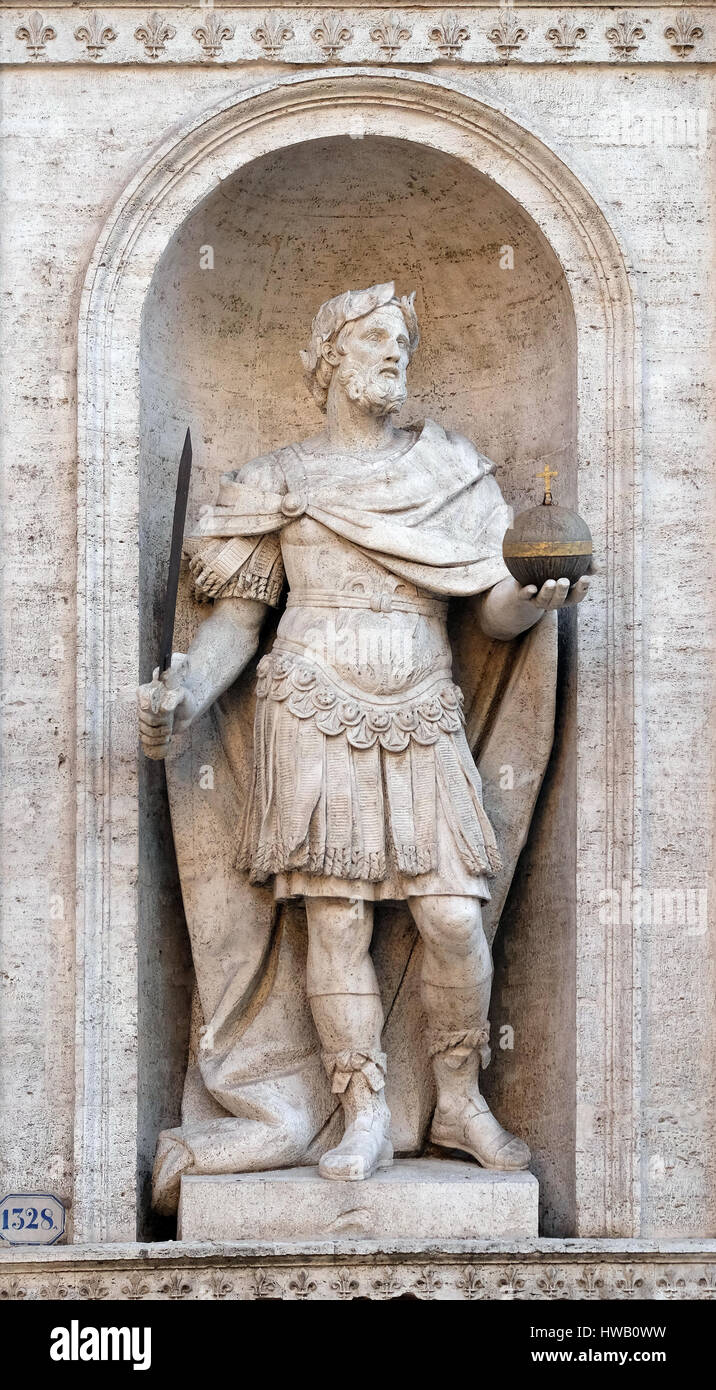 Statue of Charles the Great on the facade of Chiesa di San Luigi dei ...