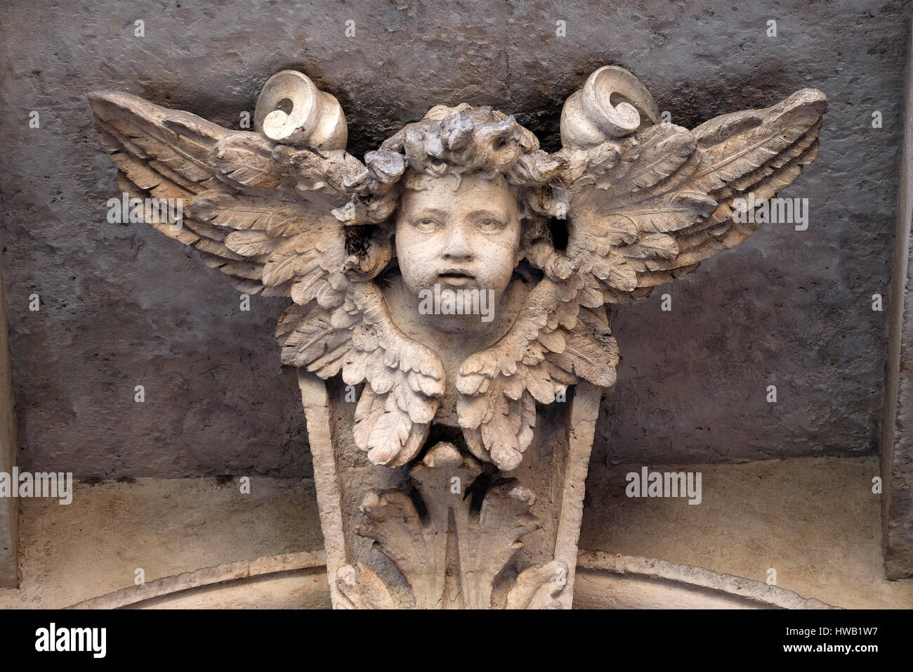 Angel, Church of Saints Vincent and Anastasius at Trevi in Rome, Italy on September 03,2016. Stock Photo