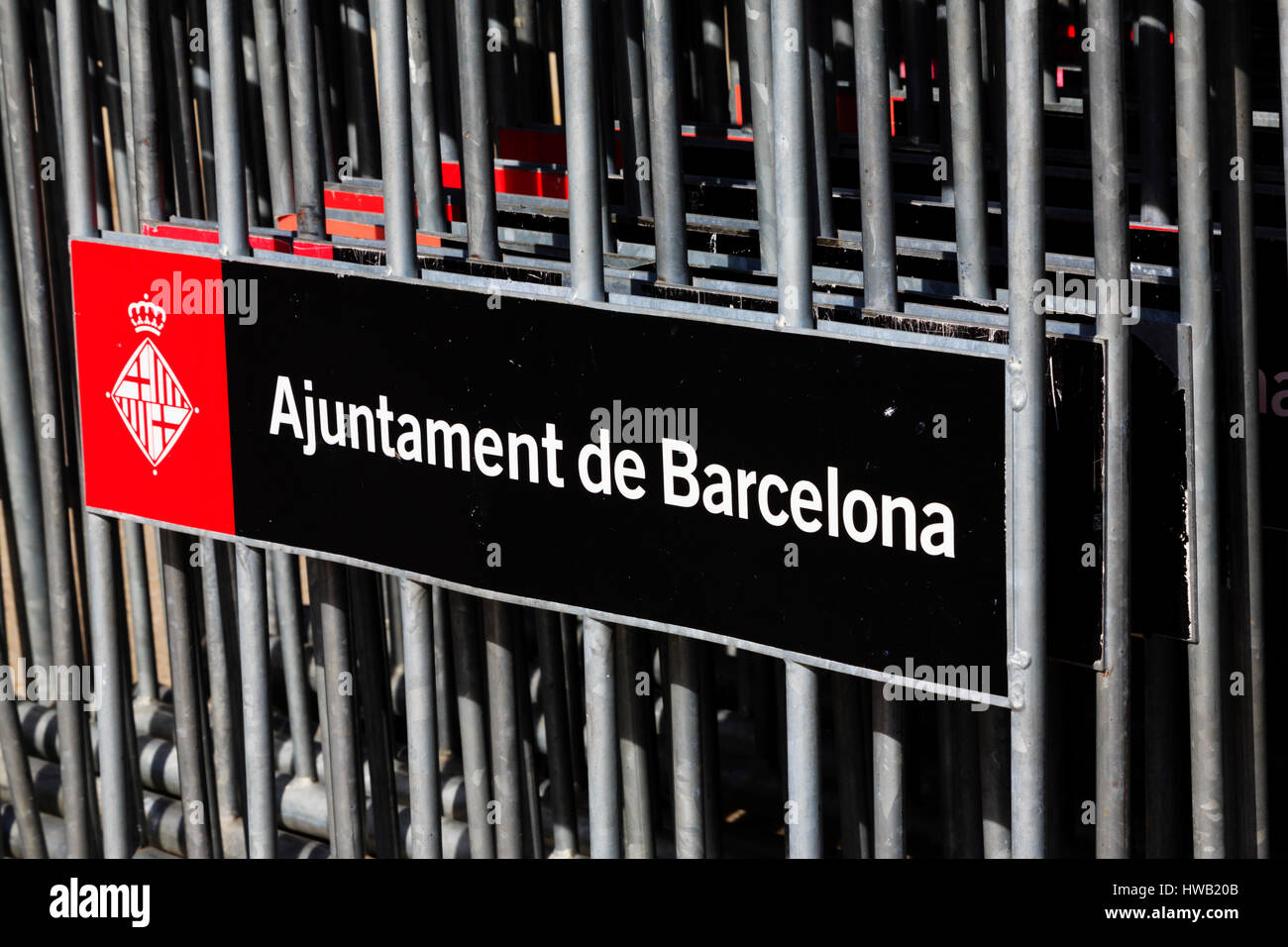 'Ajuntament de Barcelona' temporary fencing, Barcelona, Catalunya, Spain Stock Photo
