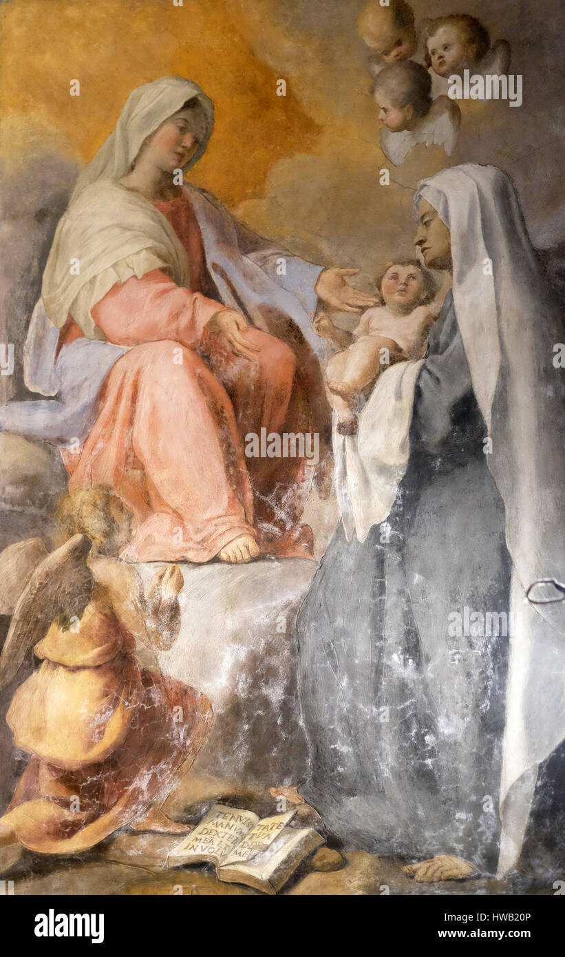 The Virgin Appearing to S. Francesca Romana altarpiece by Francesco Cozza, Basilica di Sant Andrea delle Fratte, Rome Stock Photo