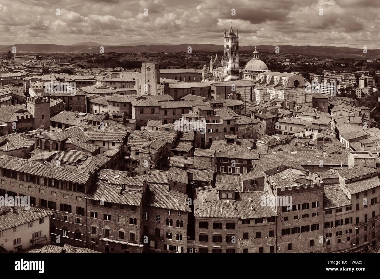 Medieval town Siena rooftop view with historic buildings in Italy Stock ...