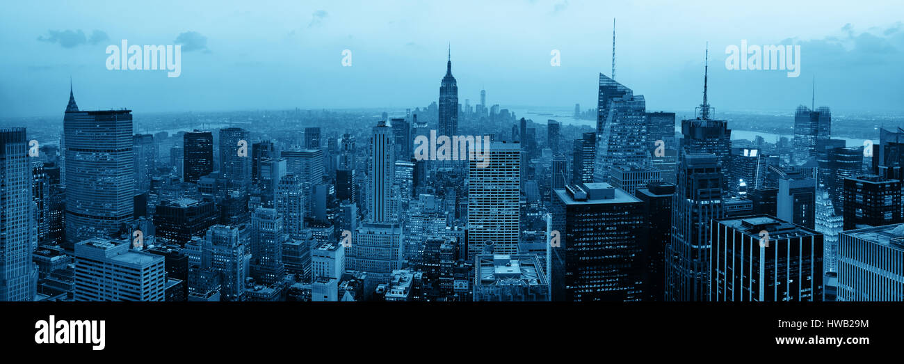 New York City skyscrapers rooftop urban view. Stock Photo