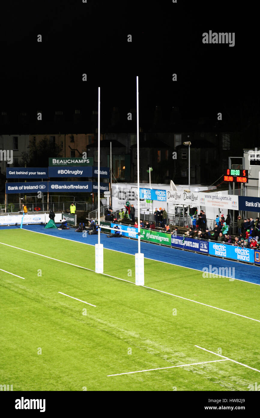 Six Nations Women's Rugby, Ladies Rugby Finale Donnybrook Dublin Ireland March 17th 2017 goal posts, goalposts Stock Photo