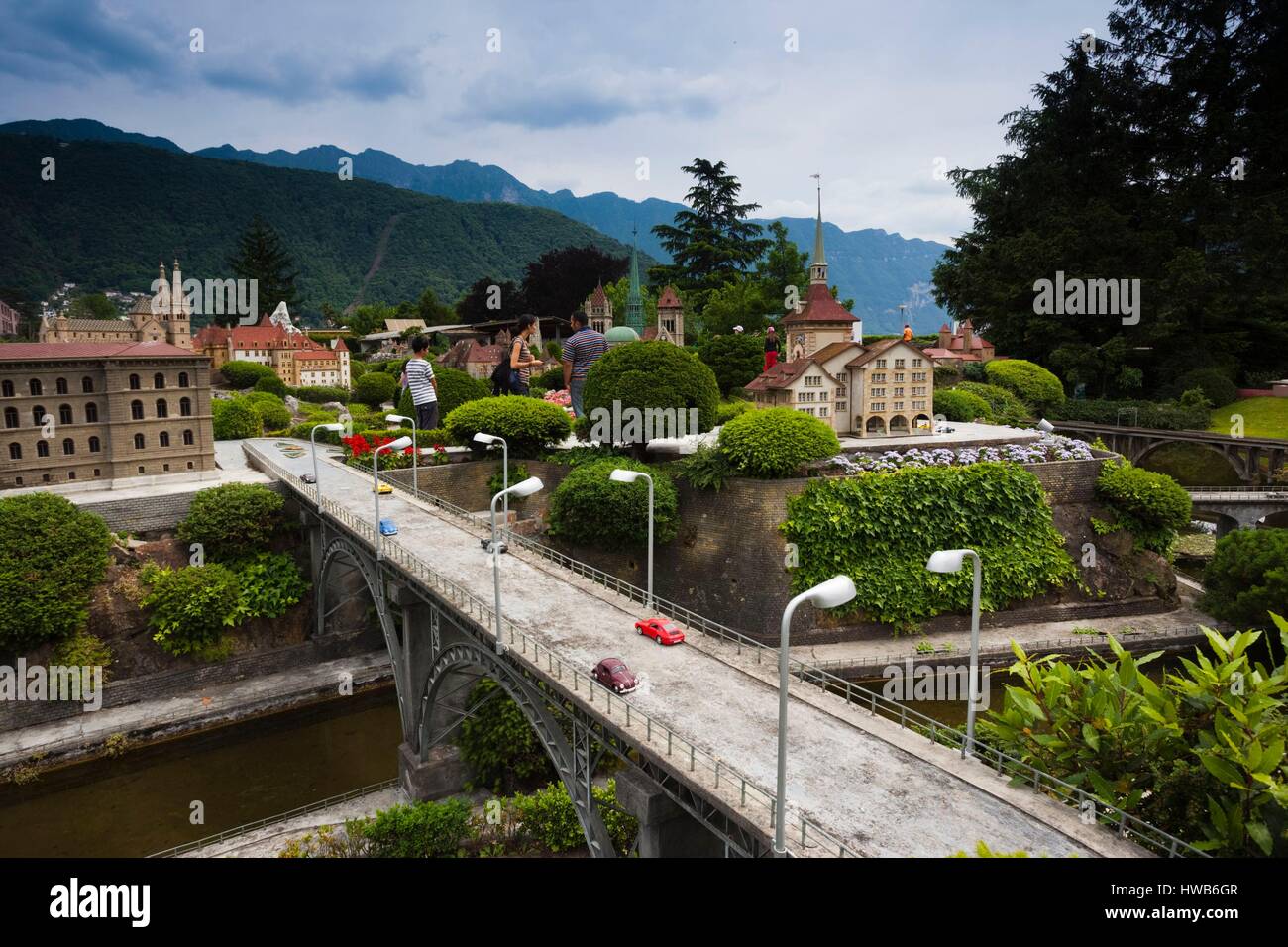 Switzerland, Ticino, Lake Lugano, Melide, Swissminiatur, Miniature Switzerland model theme park Stock Photo