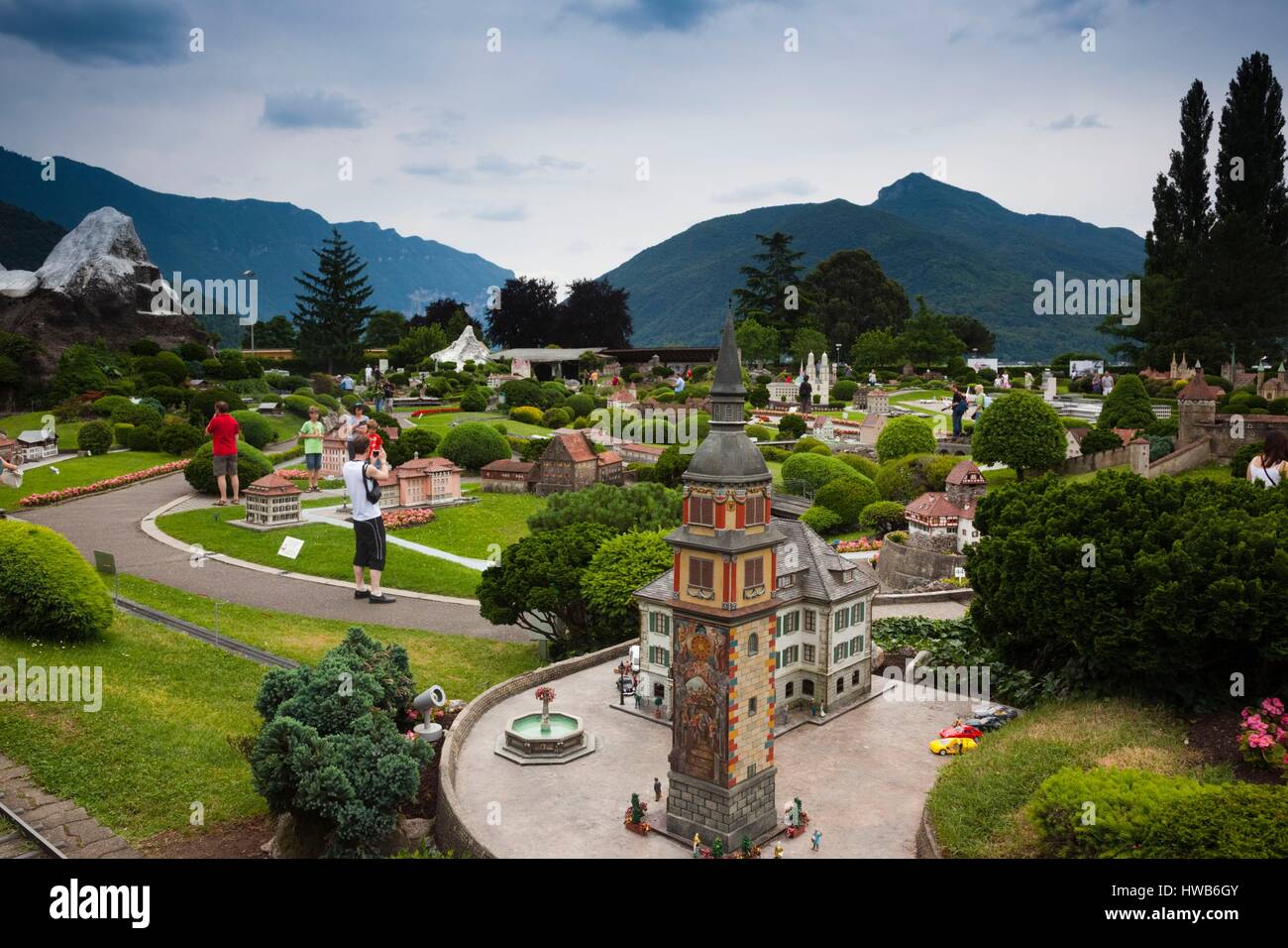 Switzerland, Ticino, Lake Lugano, Melide, Swissminiatur, Miniature Switzerland model theme park Stock Photo