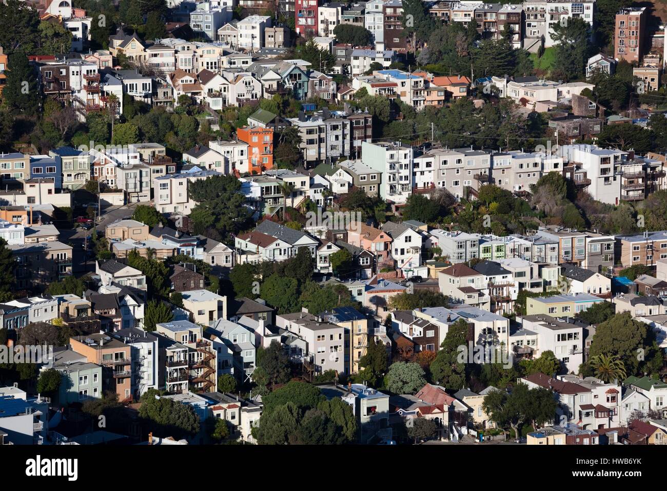 United States, California, San Francisco, Twin Peaks, elevated view of