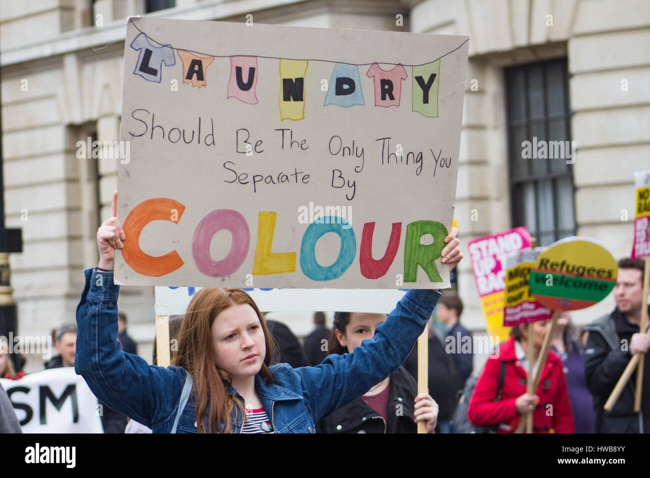 London, UK. 18th March, 2017. Stand Up To Racism rally in London, UK. Protests against Trump, Brexit, racism, islamophobia ect. Credit: Matthew Appleyard/Alamy Live News Stock Photo