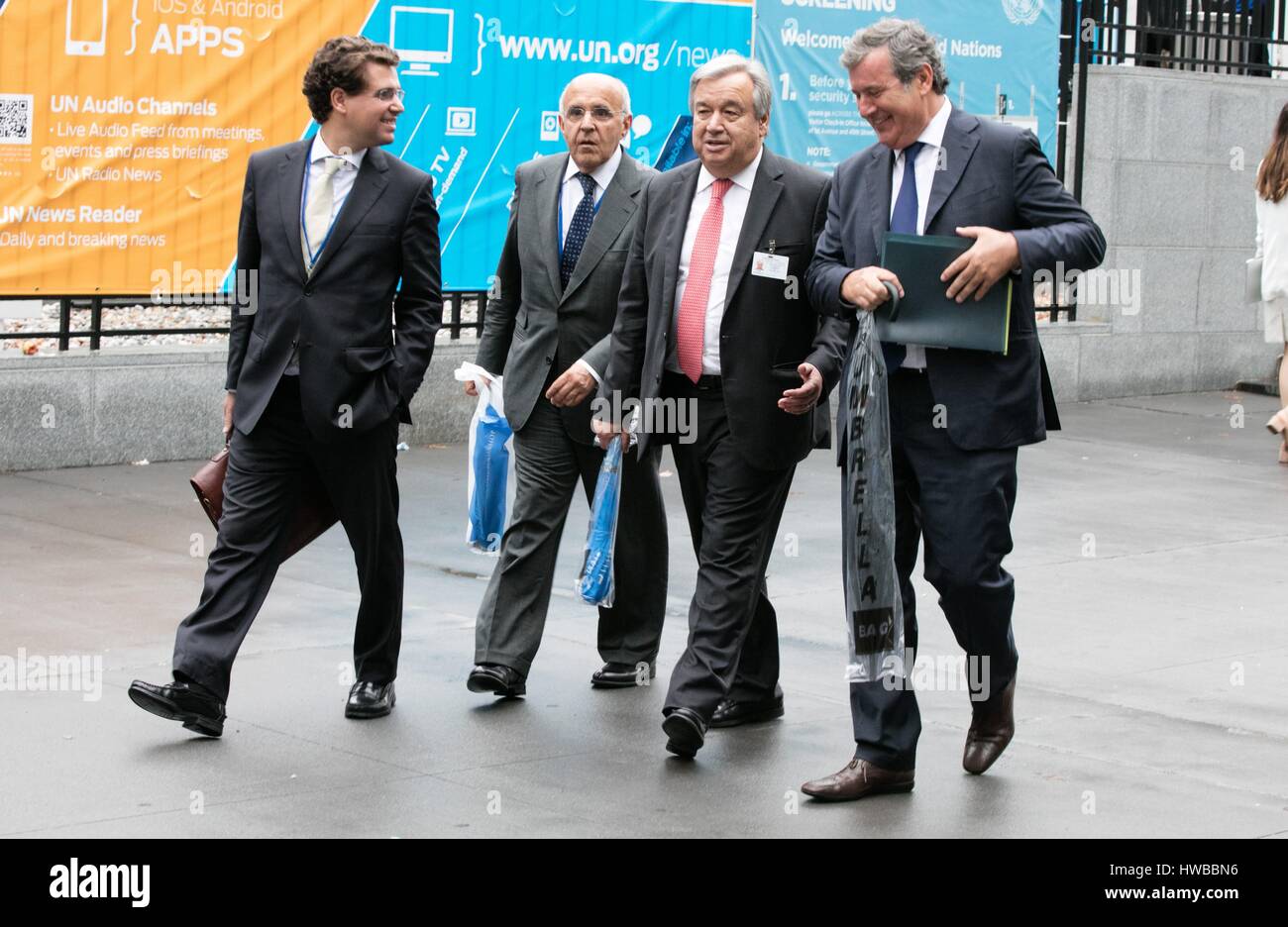 United Nations, New York, USA, September 19 2016 - Candid photos of Antonio Guterres, former UN High Commissioner for Refugees and candidate for the position of next United Nations Secretary-General  During the 71th General Assembly Meetings today at the UN Headquarters in New York. Photo: Luiz Rampelotto/EuropaNewswire | usage worldwide Stock Photo