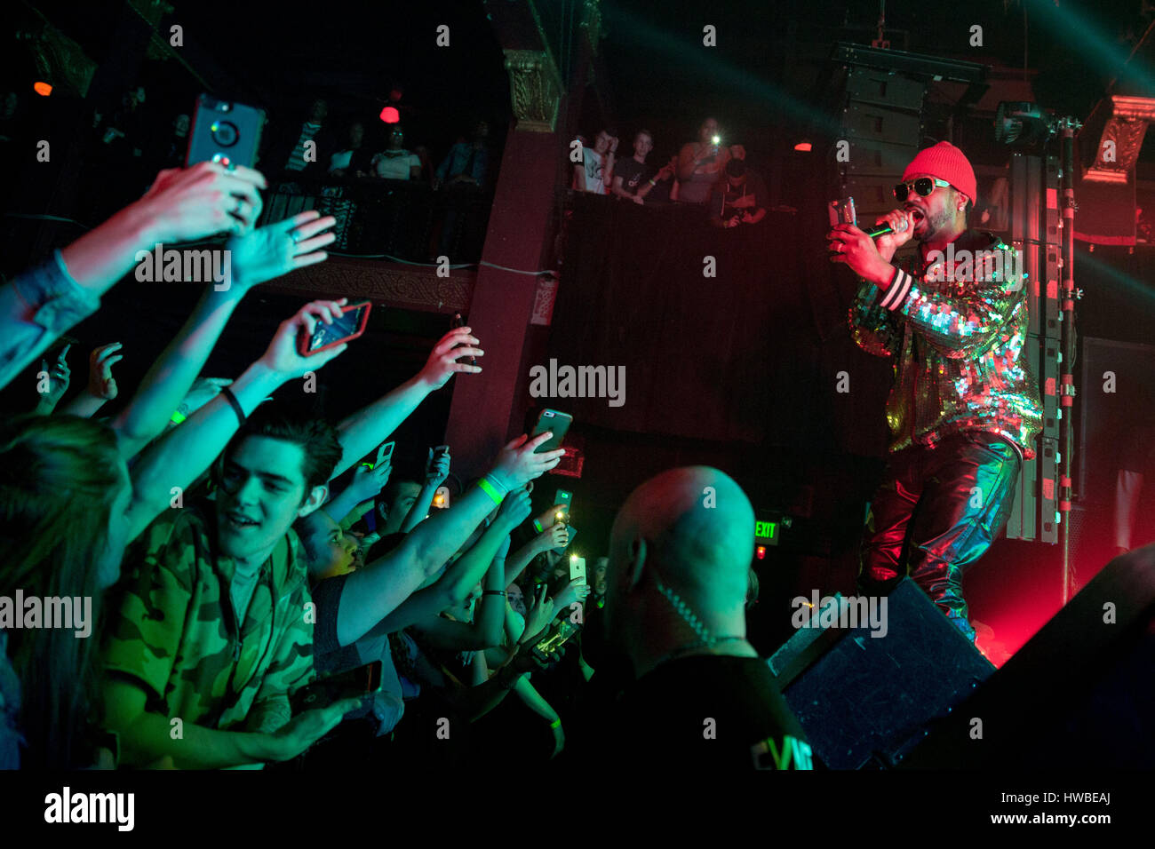 Milwaukee, Wisconsin, USA. 18th Mar, 2017. Rapper JUICY J (JORDAN HOUSTON) during the Rubba Band Business tour at The Rave/Eagles Ballroom in Milwaukee, Wisconsin Credit: Daniel DeSlover/ZUMA Wire/Alamy Live News Stock Photo